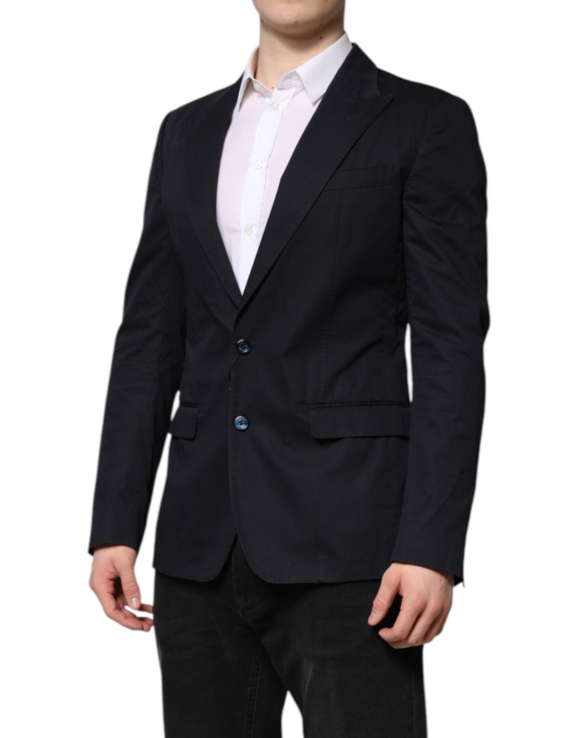 Dolce & Gabbana Dark Blue TAORMINA Cotton Blazer Suit Jacket