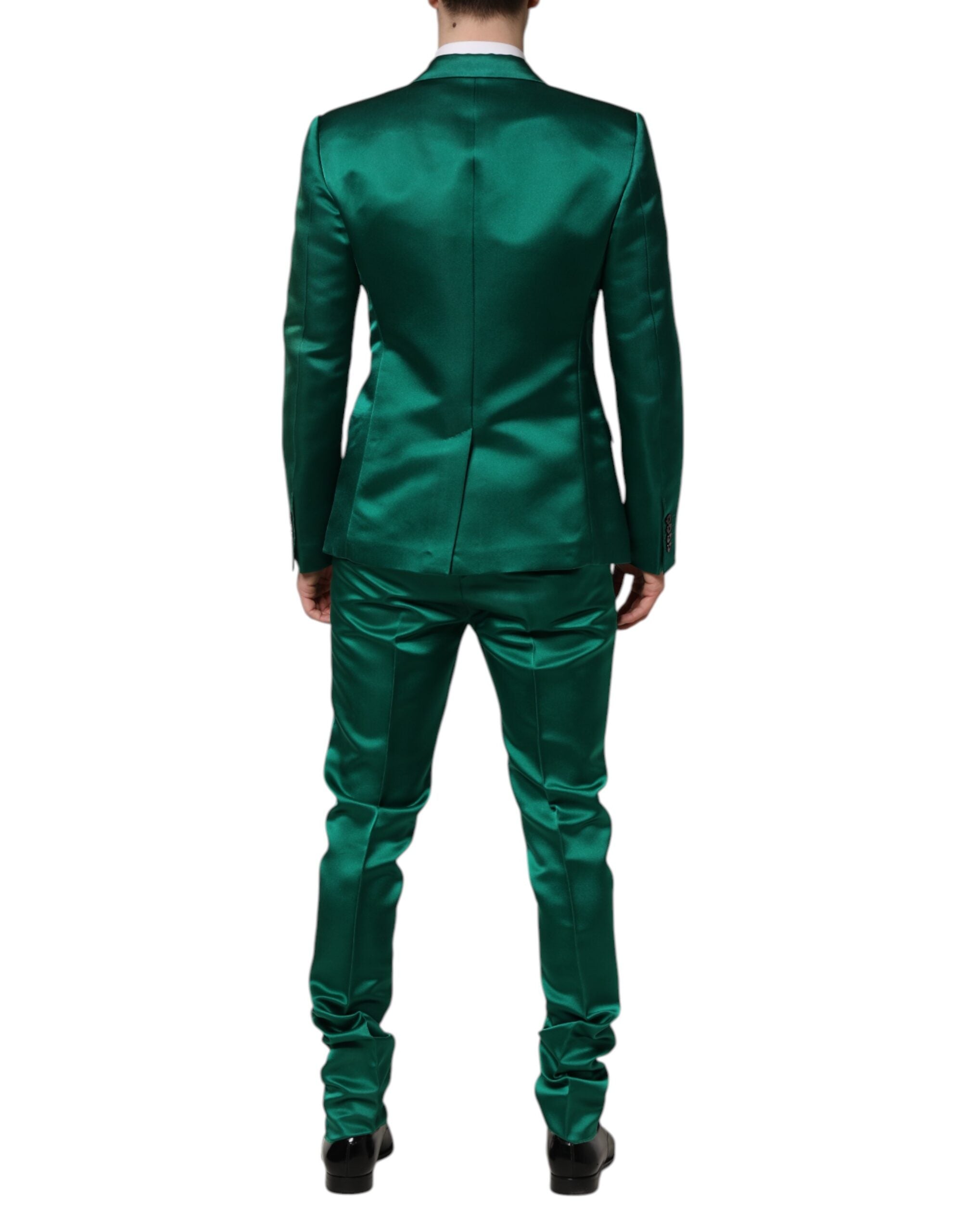 Dolce & Gabbana Green Silk 3 Piece Single Breasted Suit