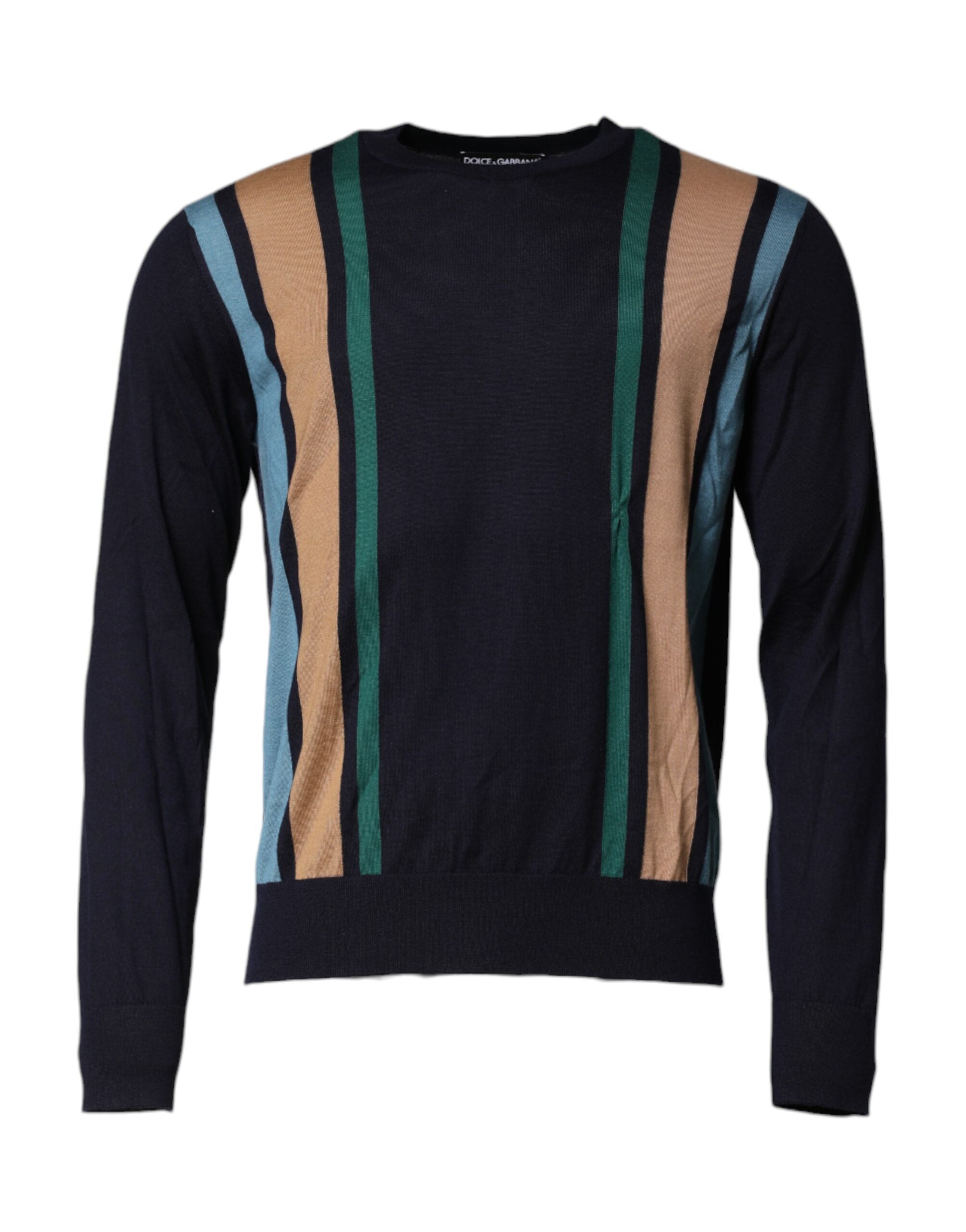 Dolce & Gabbana Multicolor Stripes Crew Neck Pullover Sweater