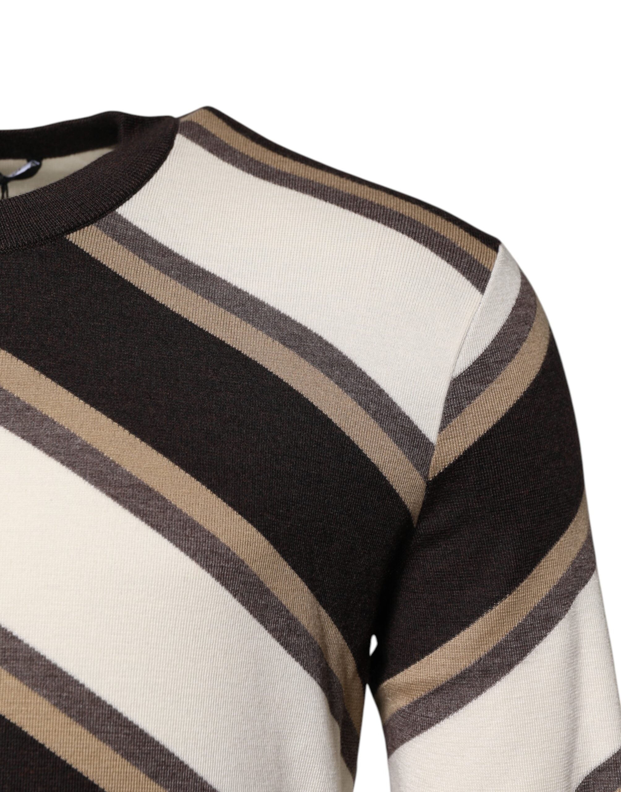 Dolce & Gabbana Multicolor Stripes Crew Neck Pullover Sweater