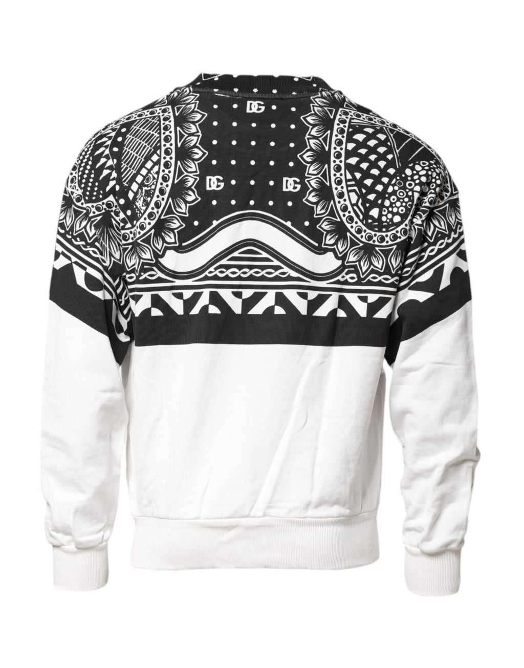 Dolce & Gabbana Black White Bandana Cotton Men Sweatshirt Sweater