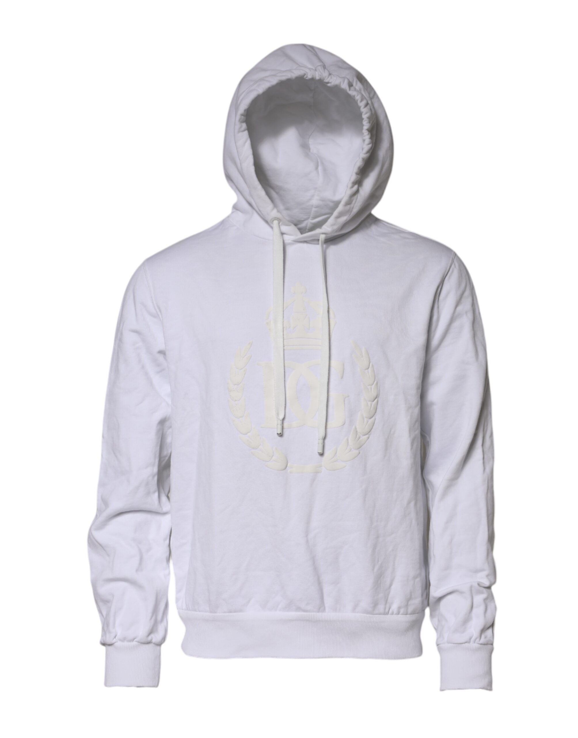 Dolce & Gabbana White Embossed Logo Hooded Sweatshirt Sweater