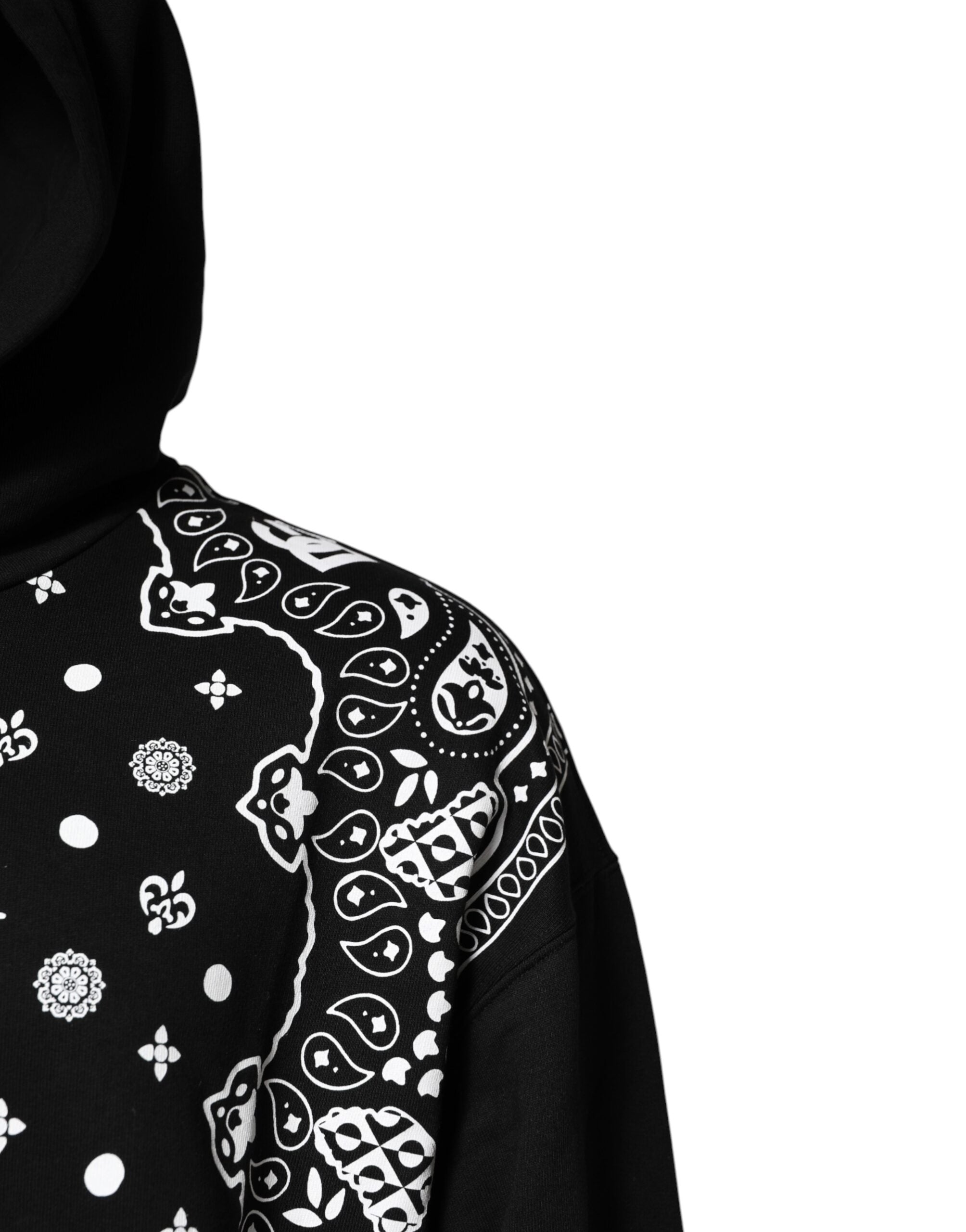 Dolce & Gabbana Black Bandana Hooded Sweatshirt Sweater
