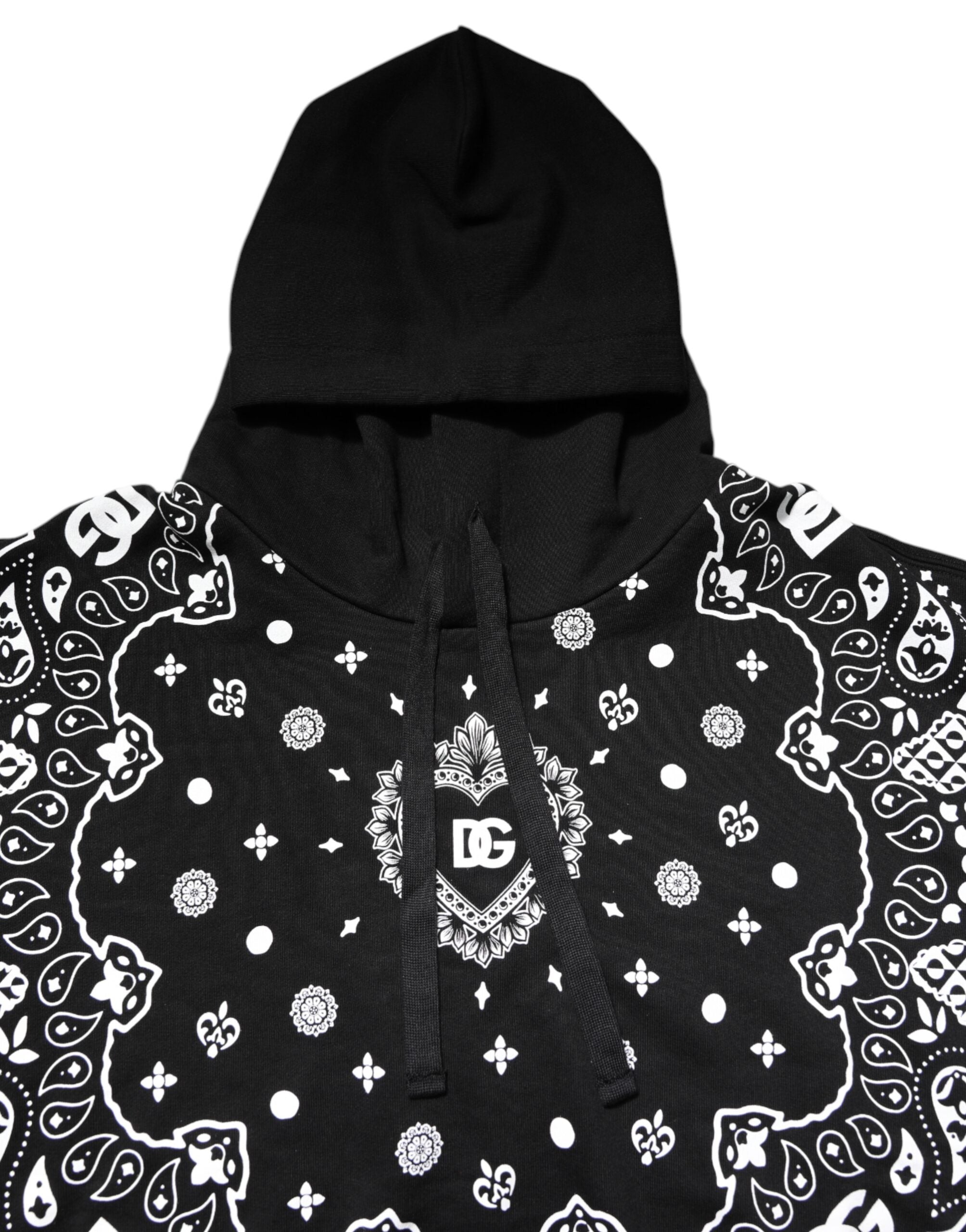 Dolce & Gabbana Black Bandana Hooded Sweatshirt Sweater