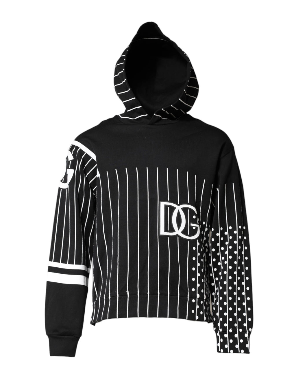 Dolce & Gabbana Black White Stripe Hooded Sweatshirt Sweater