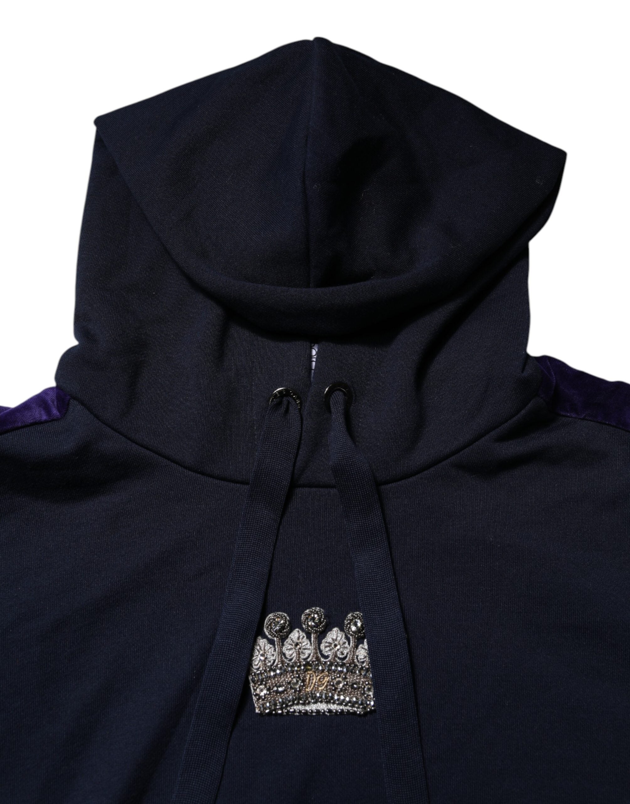 Dolce & Gabbana Black Crown Cotton Hooded Sweatshirt Sweater
