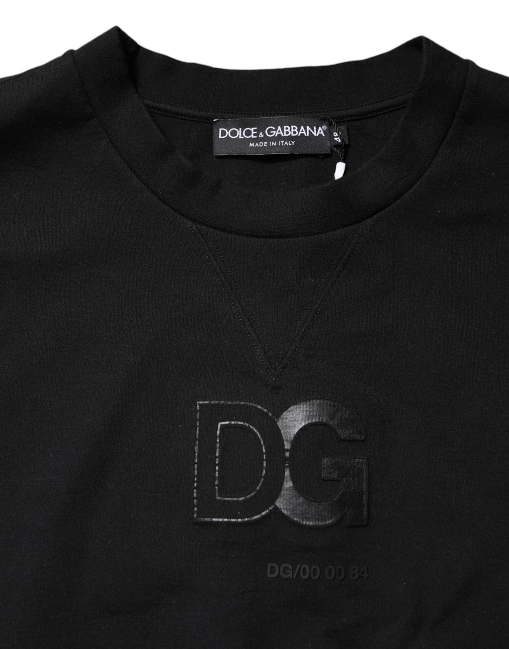 Dolce & Gabbana Black Embossed Logo Cotton Crew Neck Sweater