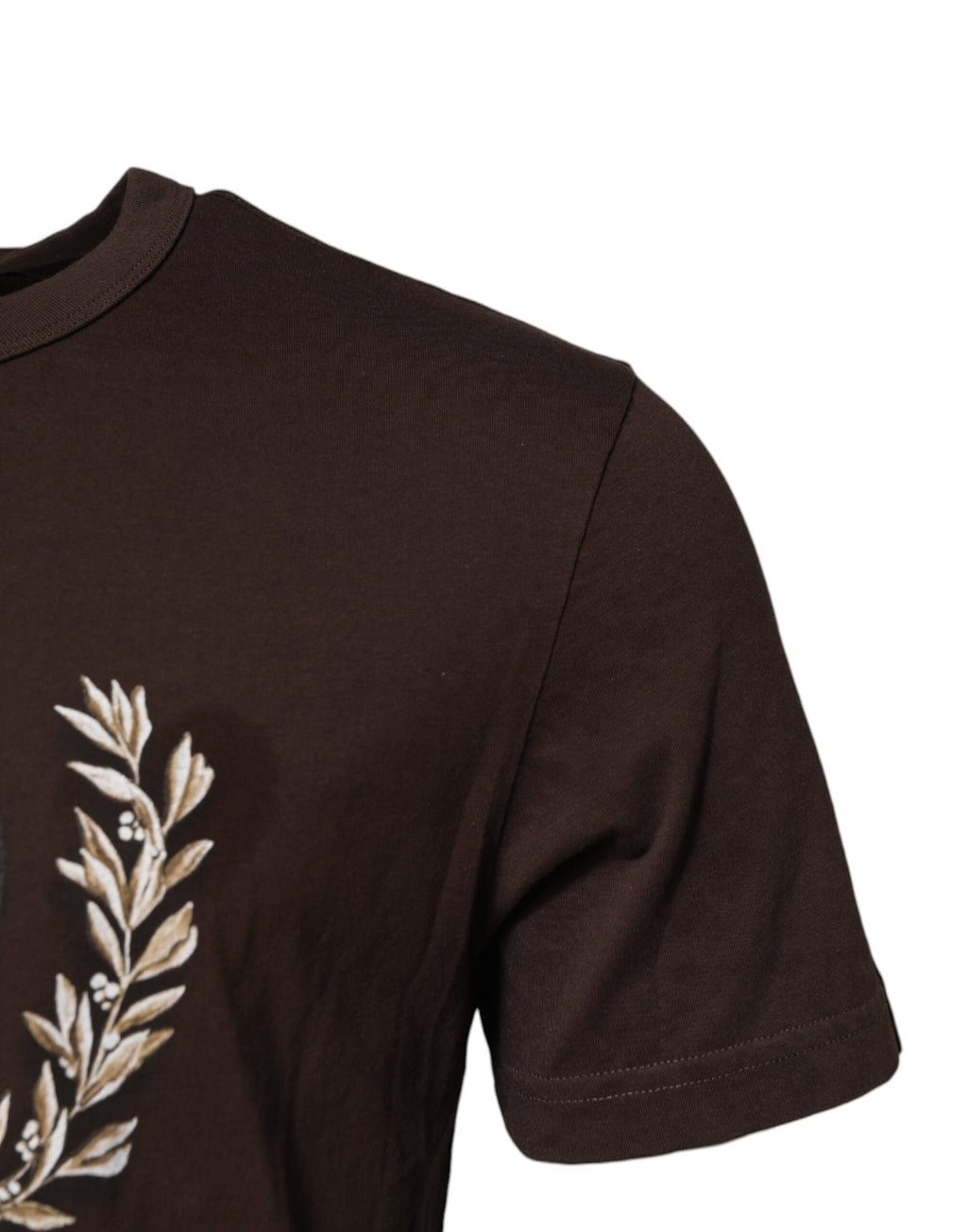 Dolce & Gabbana Brown Cotton Graphic Print Crew Neck T-shirt