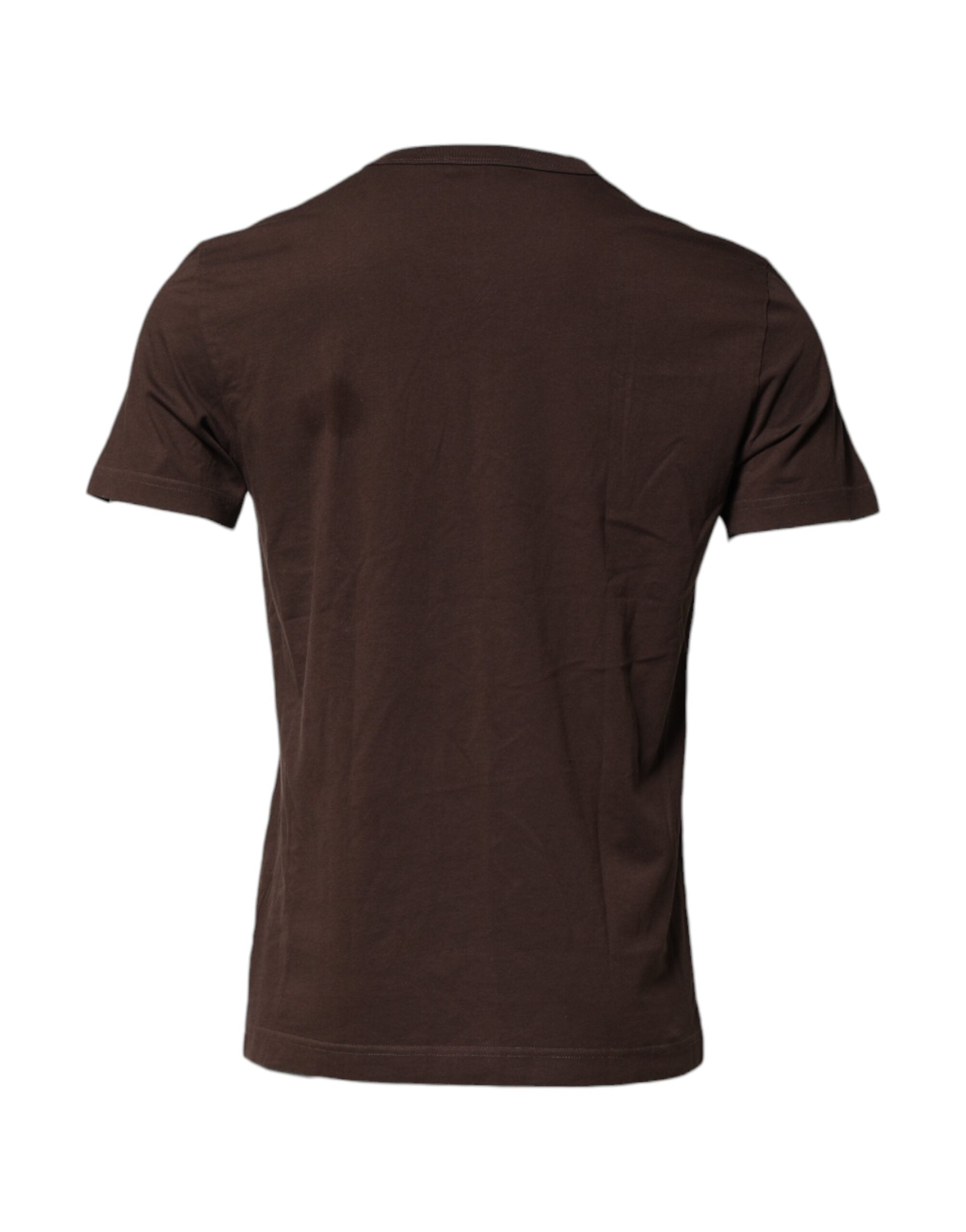 Dolce & Gabbana Brown Cotton Graphic Print Crew Neck T-shirt
