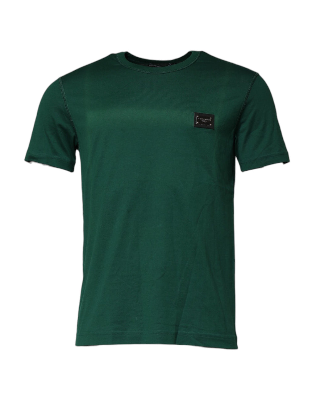 Dolce & Gabbana Green Cotton DG Plaque Round Neck T-shirt
