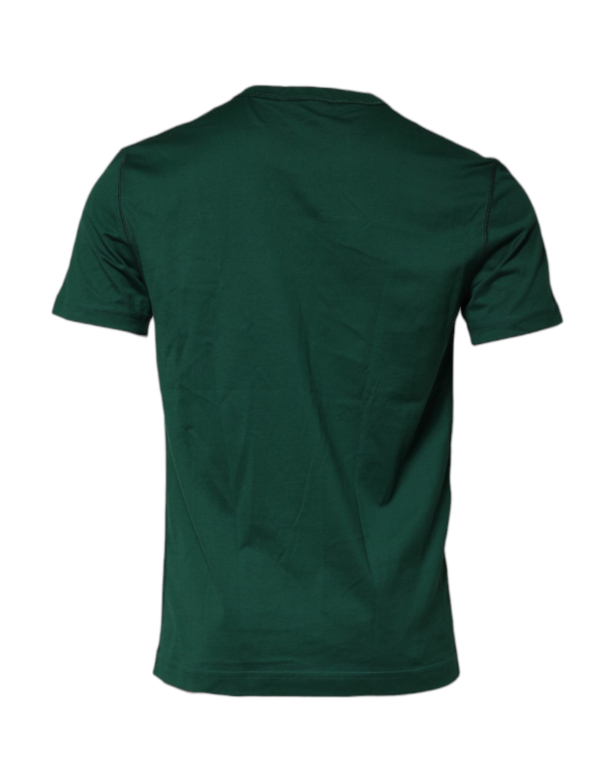 Dolce & Gabbana Green Cotton DG Plaque Round Neck T-shirt