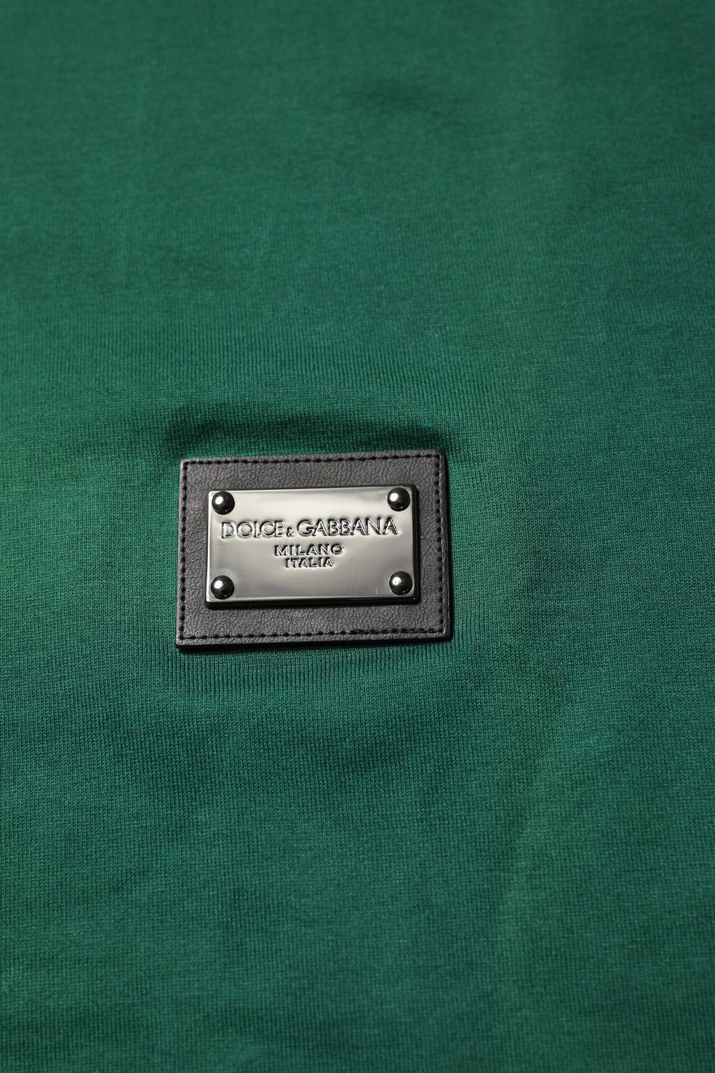 Dolce & Gabbana Green Cotton DG Plaque Round Neck T-shirt