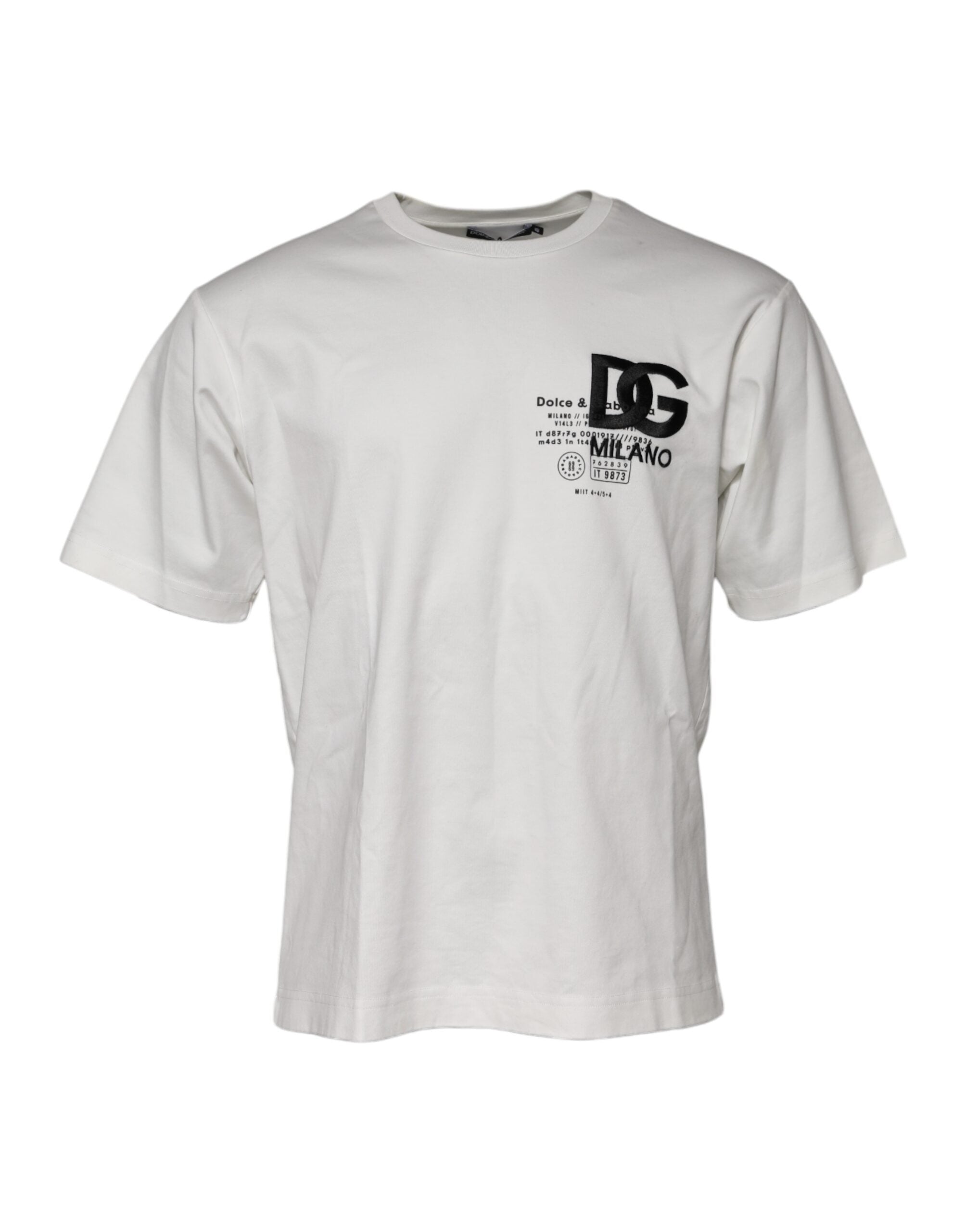 Dolce & Gabbana White Cotton DG Embroidery Round Neck T-shirt