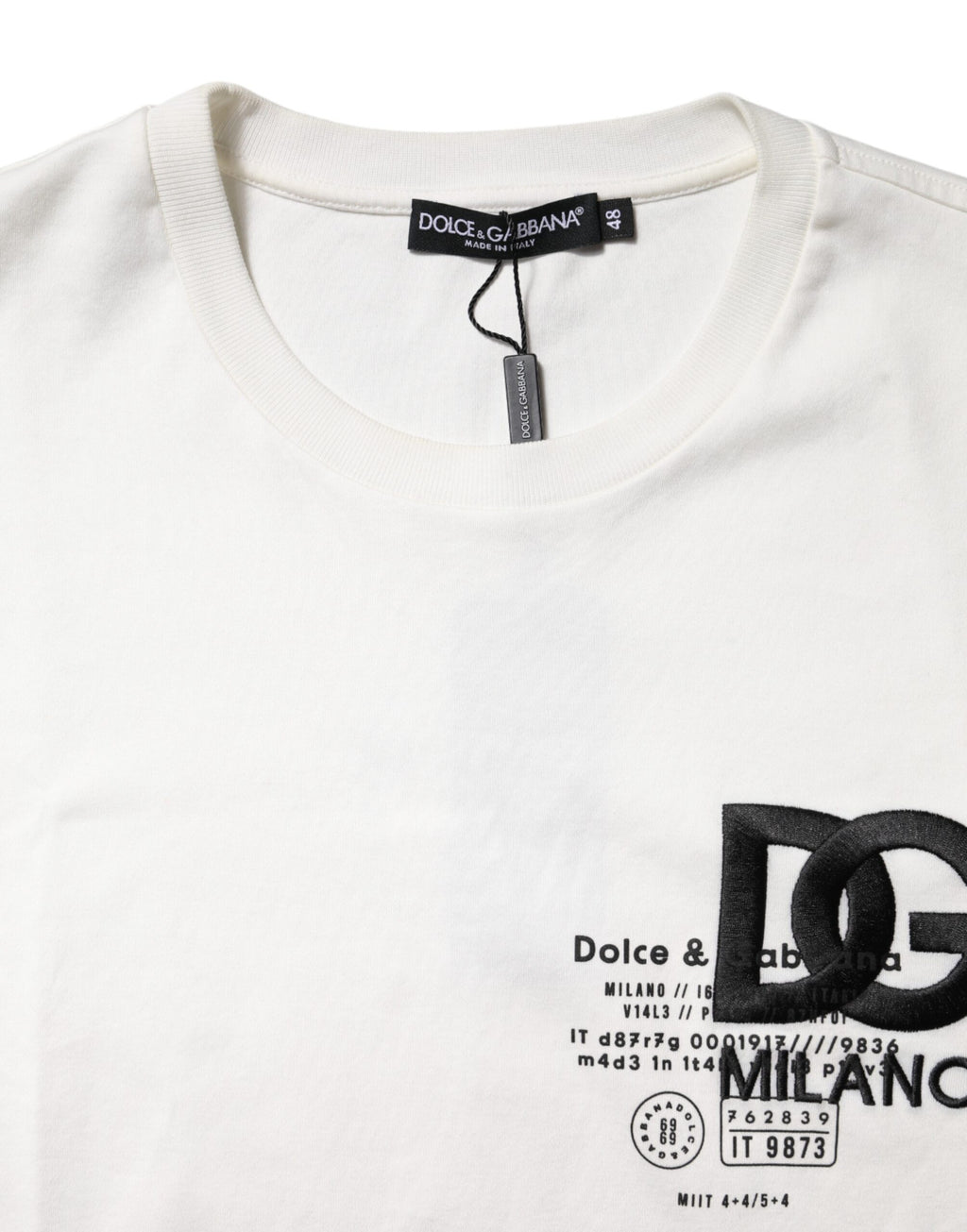 Dolce & Gabbana White Cotton DG Embroidery Round Neck T-shirt