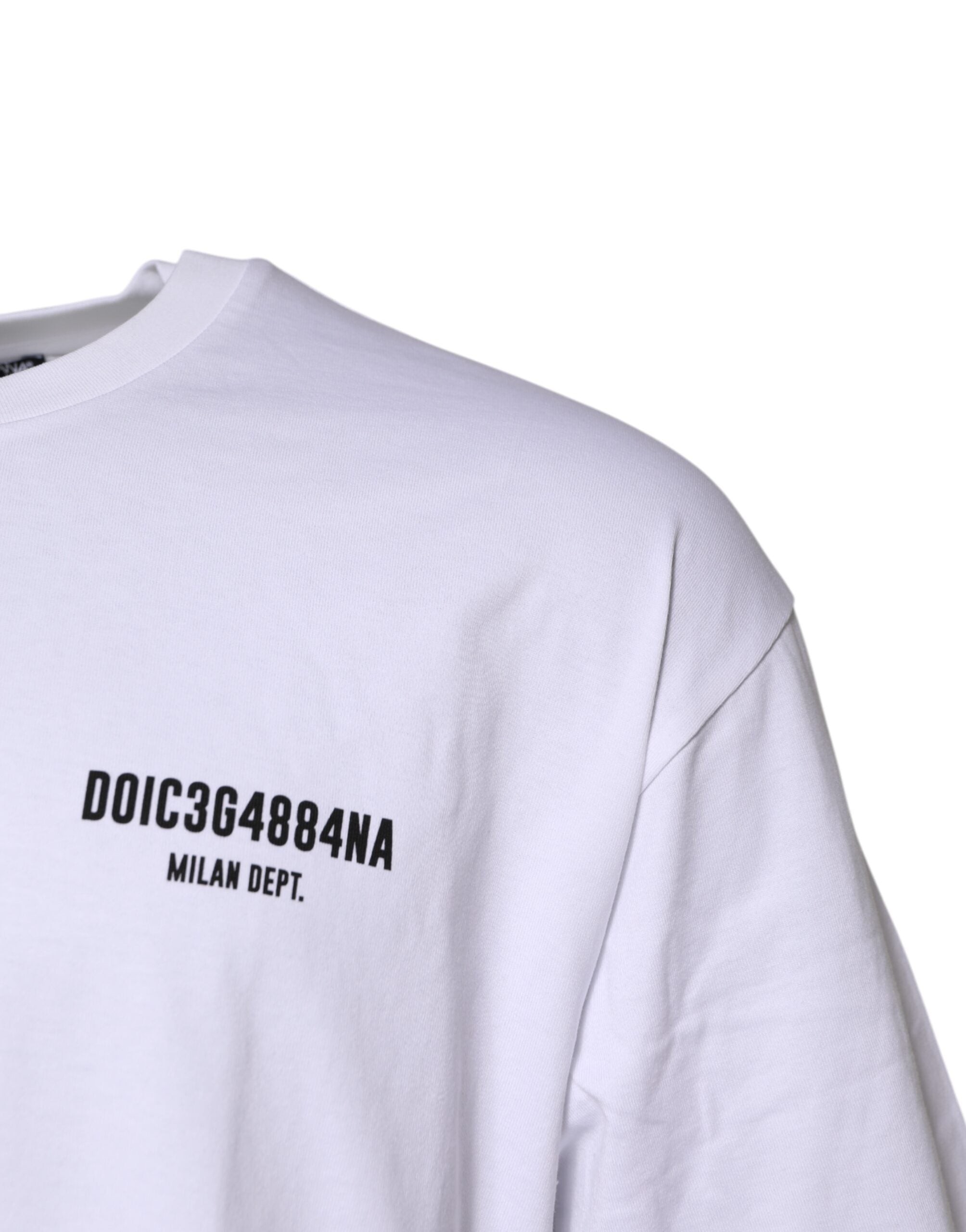 Dolce & Gabbana White Cotton Logo Print Crew Neck T-shirt