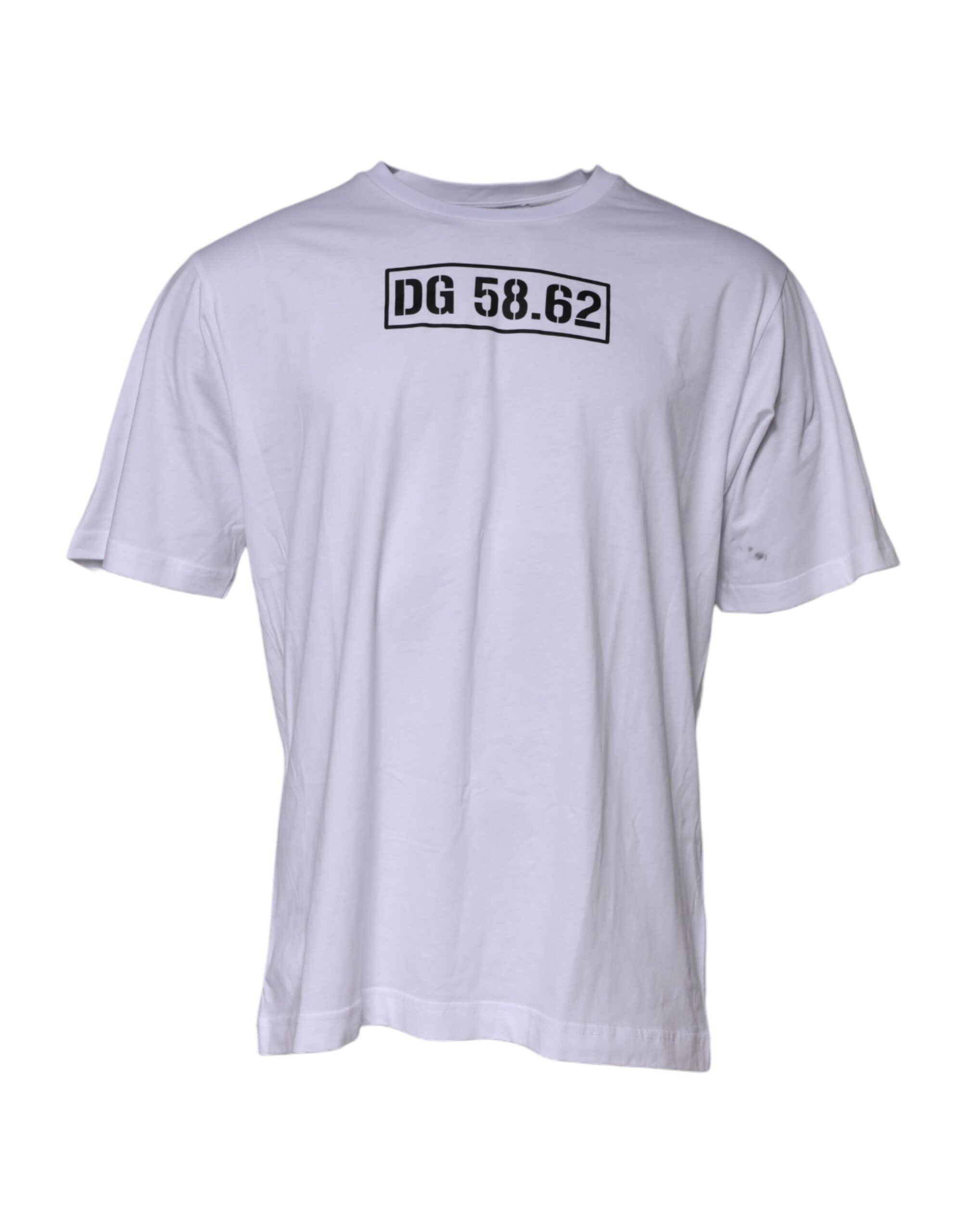 Dolce & Gabbana White Cotton Logo Print Crew Neck T-shirt