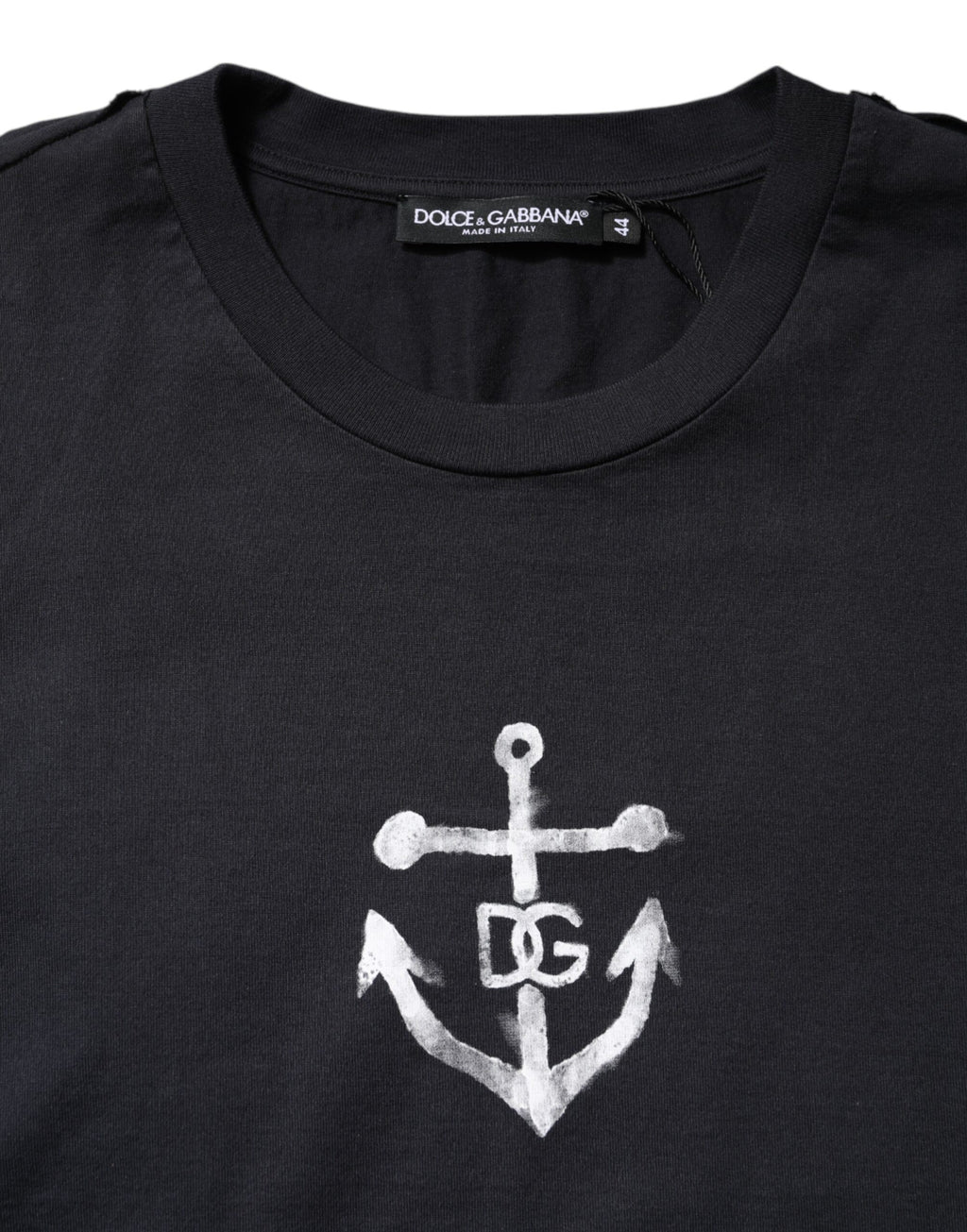 Dolce & Gabbana Black DG Anchor Print Crew Neck T-shirt