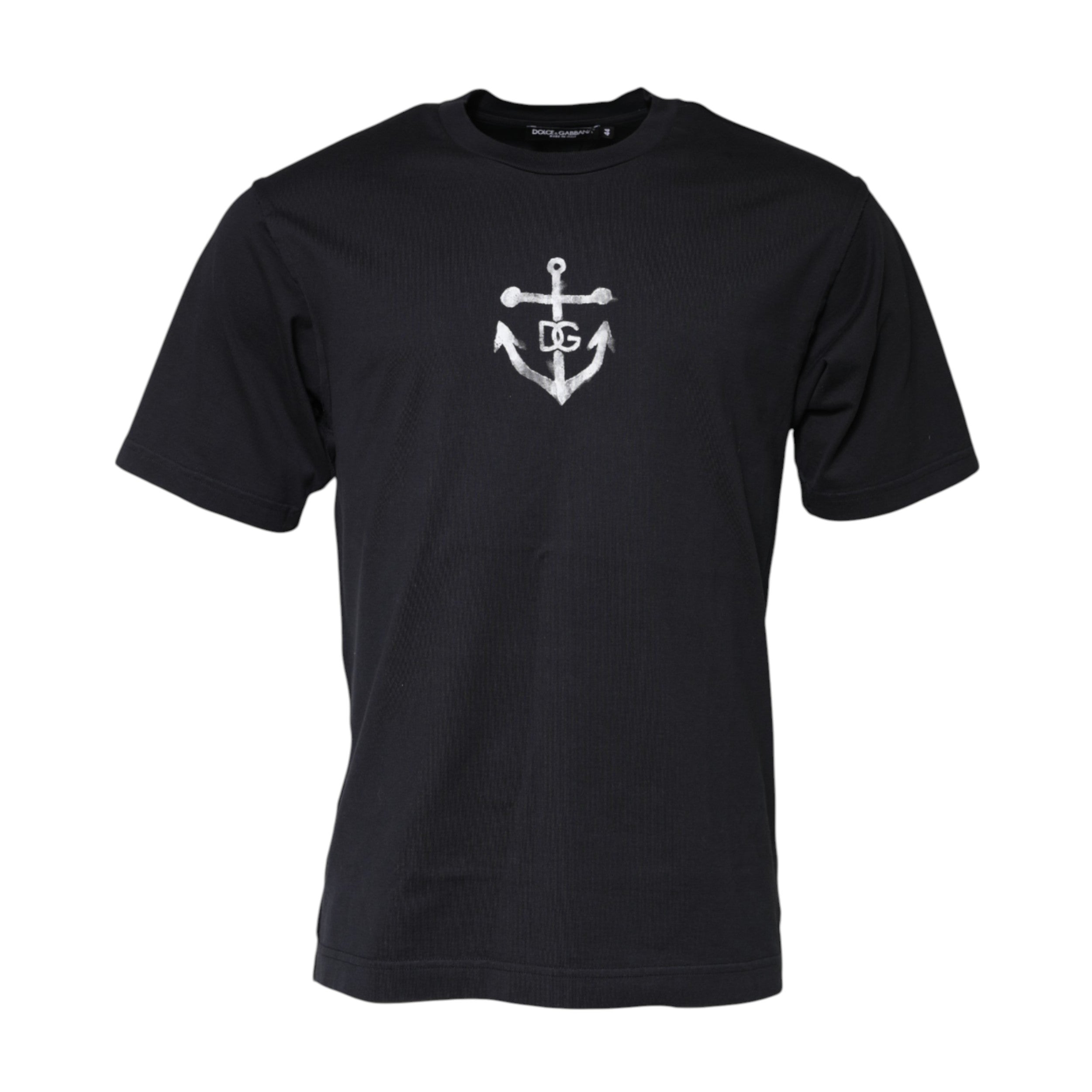 Dolce & Gabbana Black DG Anchor Print Crew Neck T-shirt