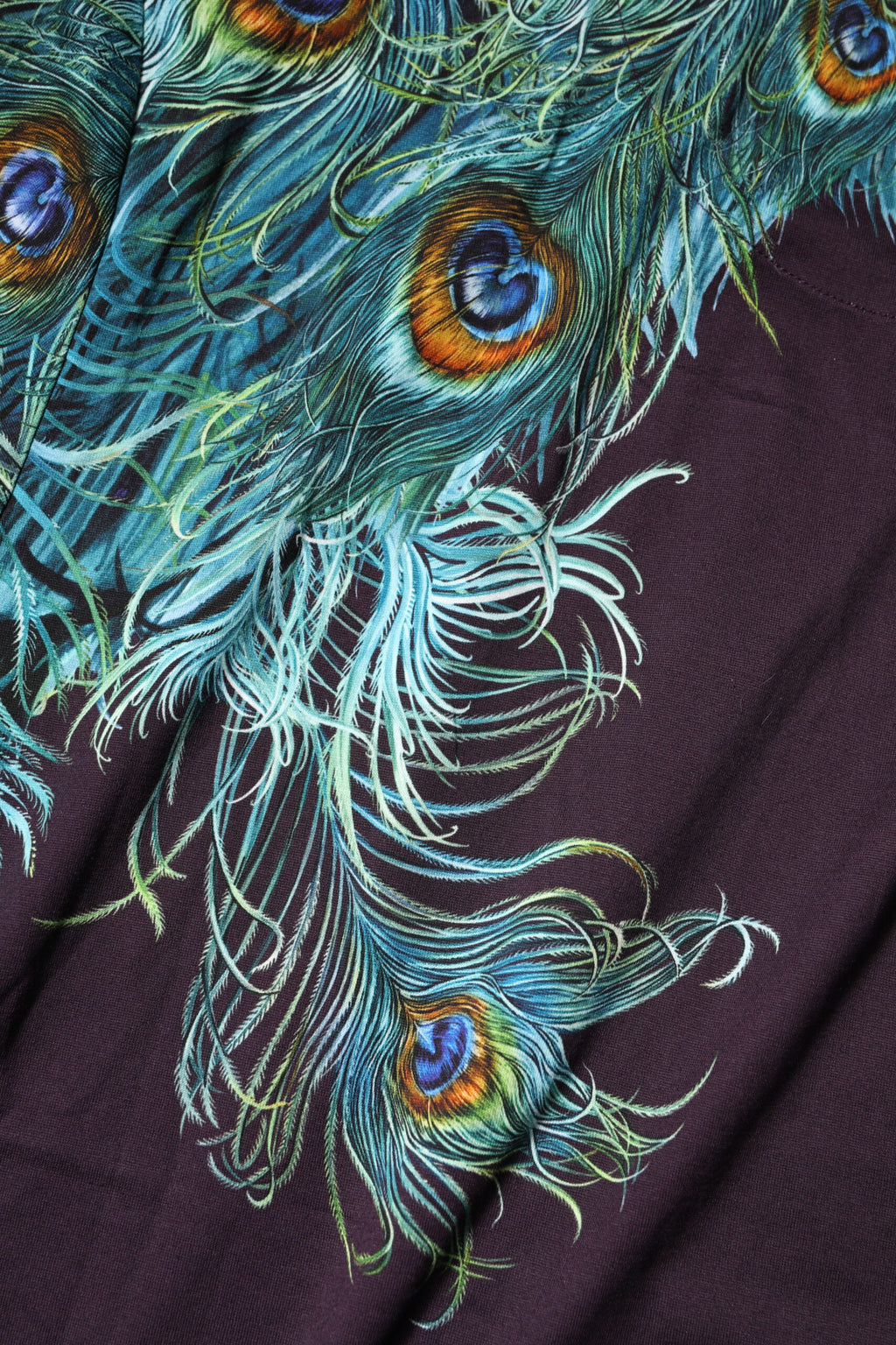 Dolce & Gabbana Black Cotton Peacock Print Round Neck T-shirt