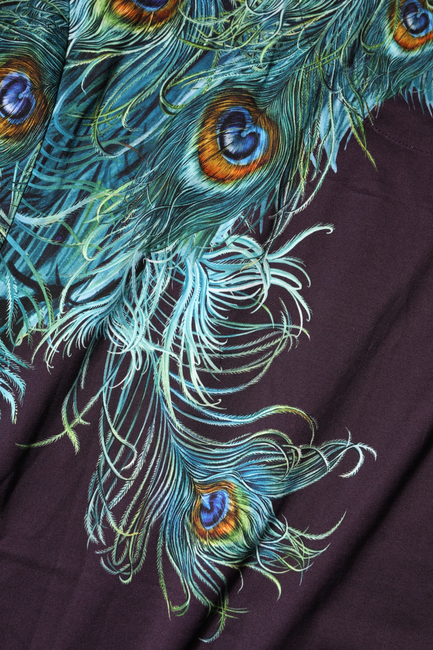 Dolce & Gabbana Black Cotton Peacock Print Round Neck T-shirt