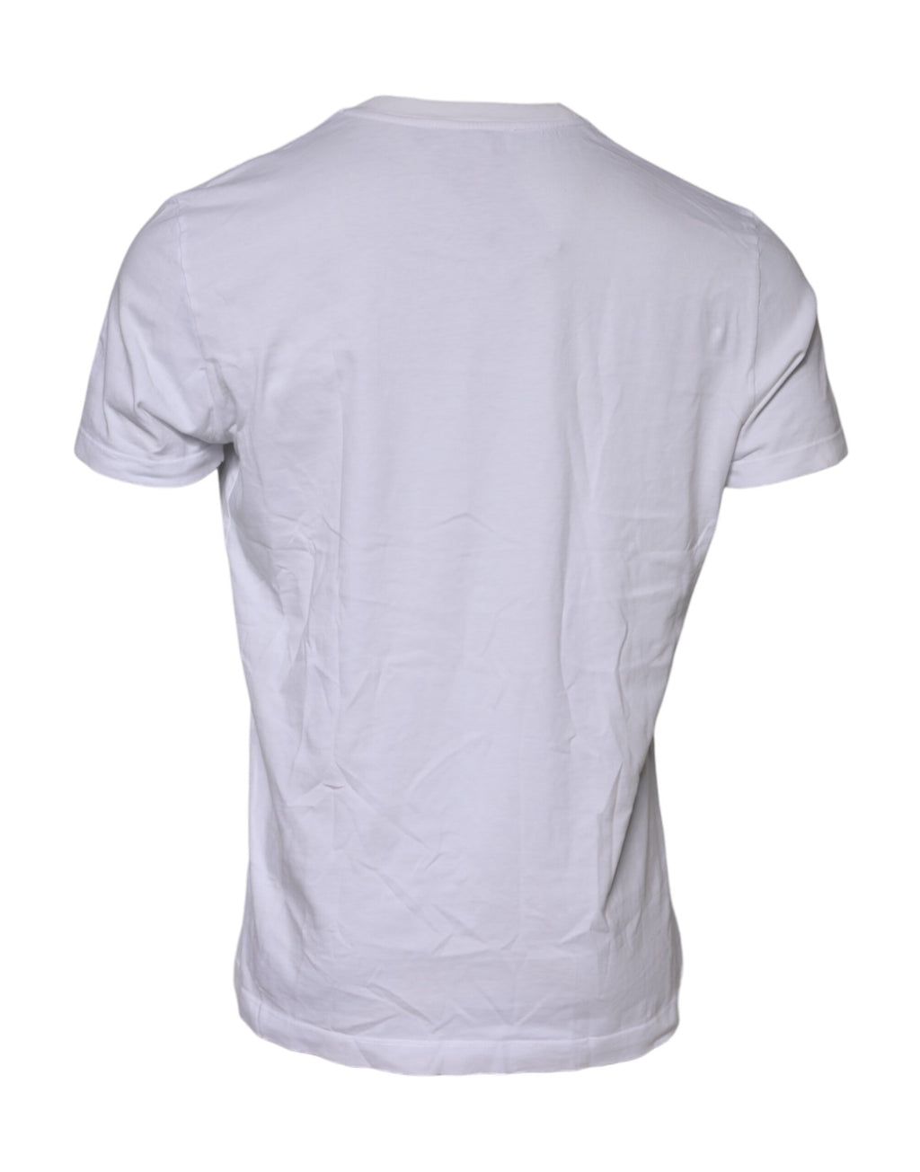 Dolce & Gabbana White Cotton Logo Patch Crew Neck T-shirt