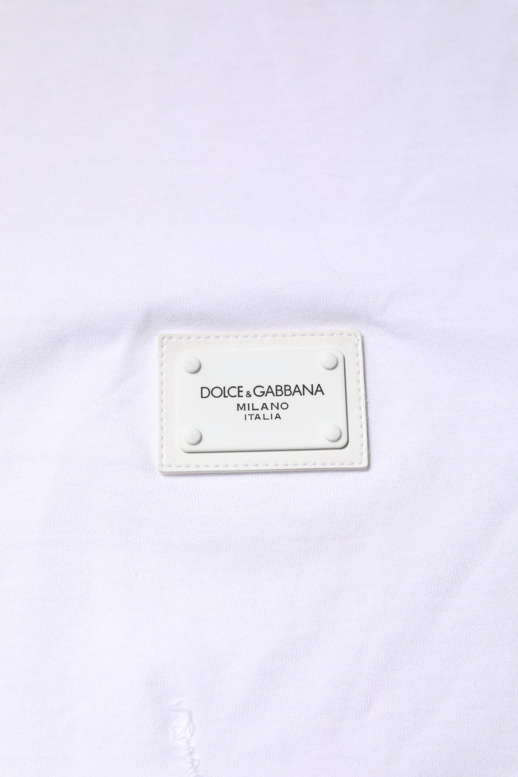 Dolce & Gabbana White Cotton Logo Plaque Round Neck T-shirt