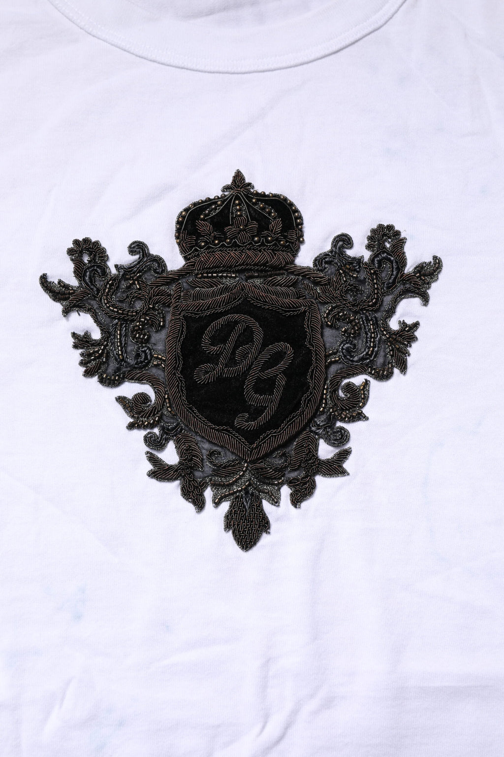 Dolce & Gabbana White Cotton Embroidered Round Neck T-shirt