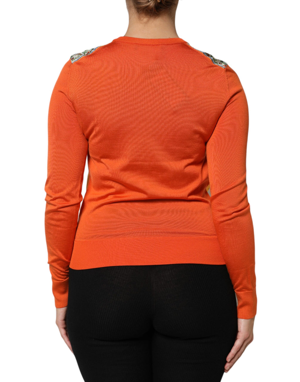 Dolce & Gabbana Orange Cannoli Sicilian Silk Crew Neck Top