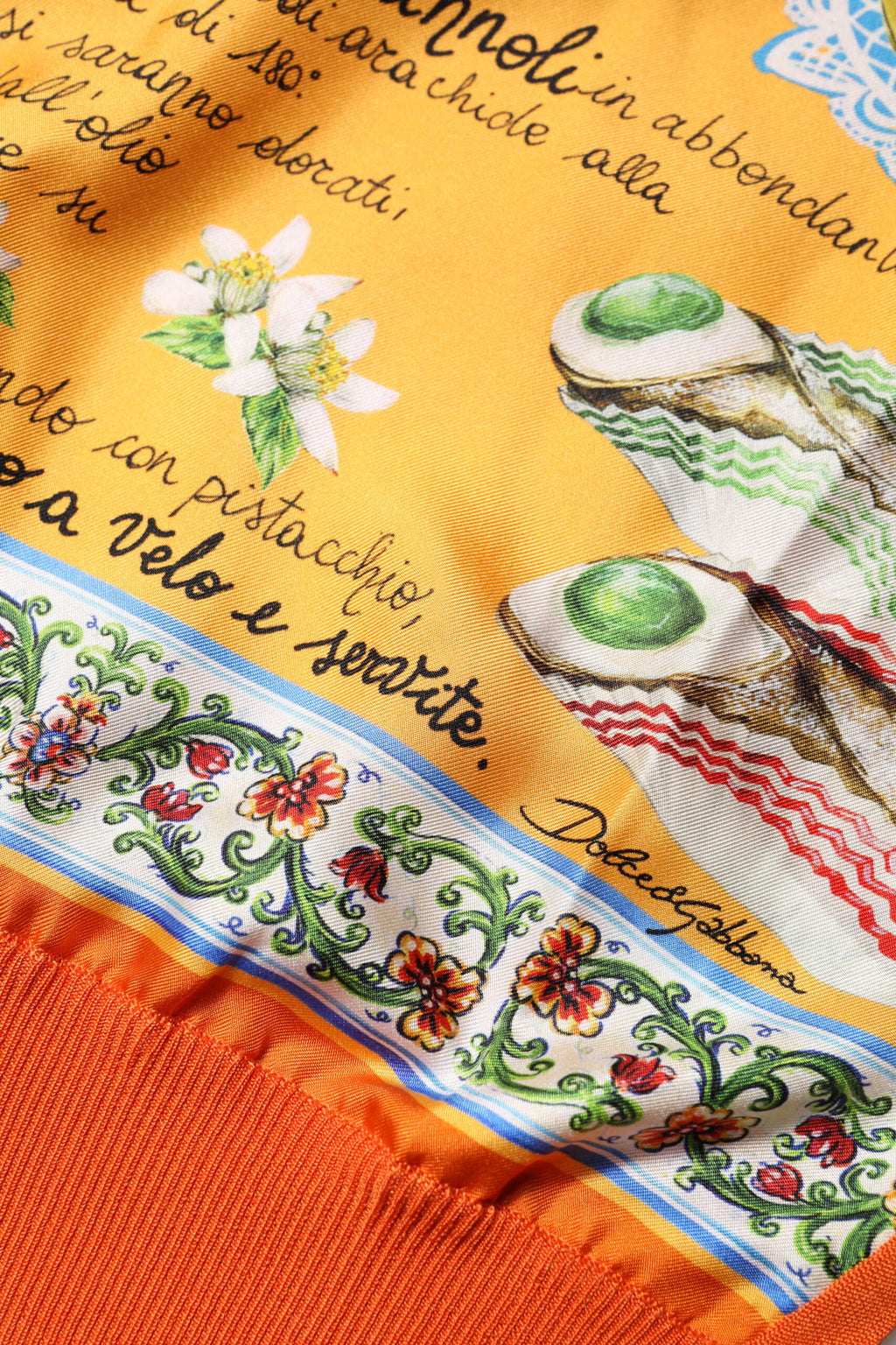 Dolce & Gabbana Orange Cannoli Sicilian Silk Crew Neck Top