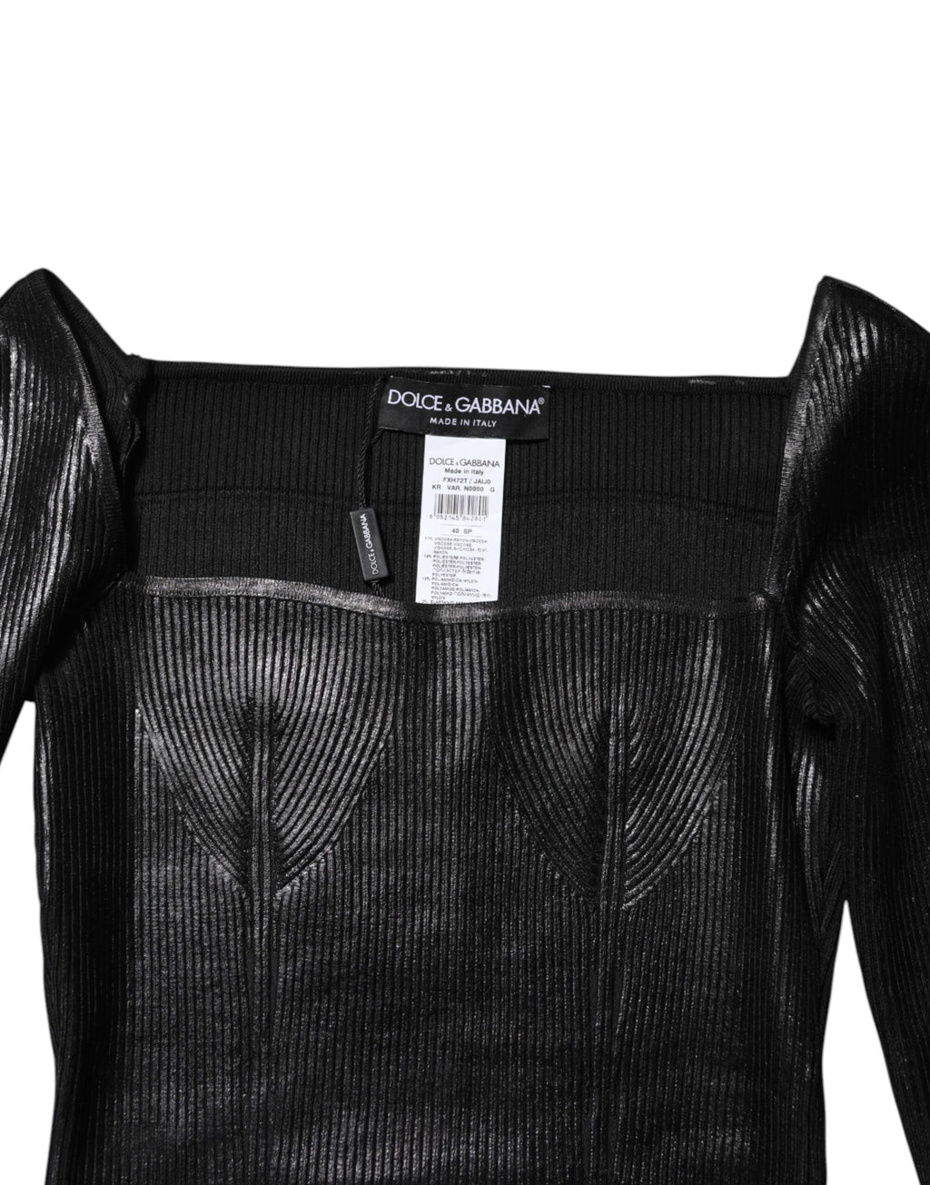 Dolce & Gabbana Black Viscose Long Sleeves Fitted Blouse Top