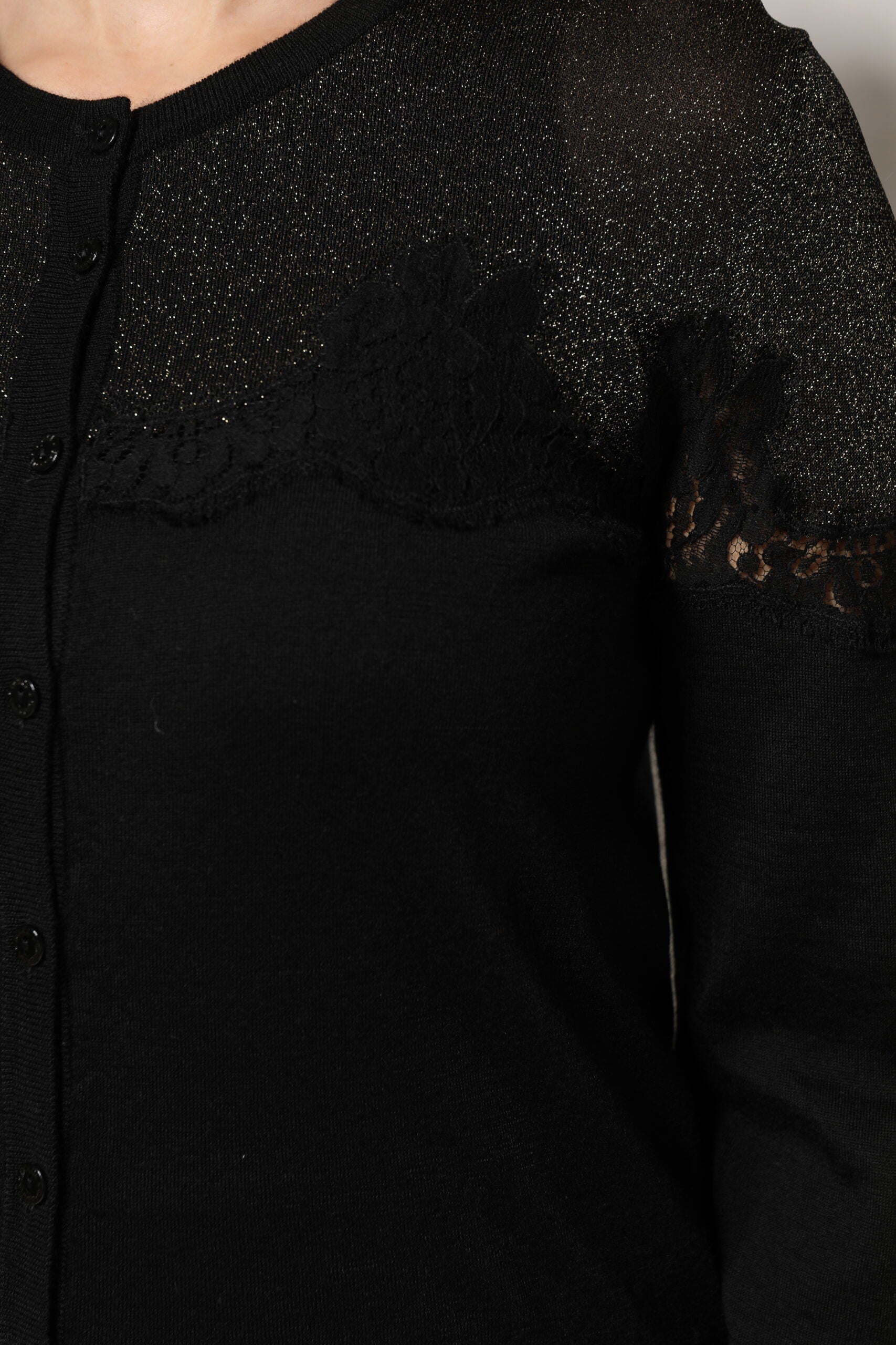 Dolce & Gabbana Black Viscose Lace Buttoned Cardigan Sweater