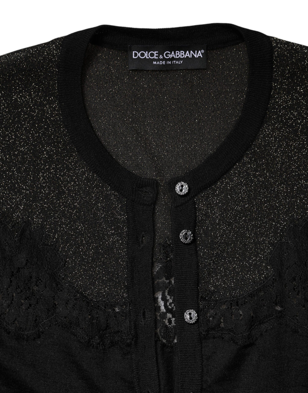 Dolce & Gabbana Black Viscose Lace Buttoned Cardigan Sweater