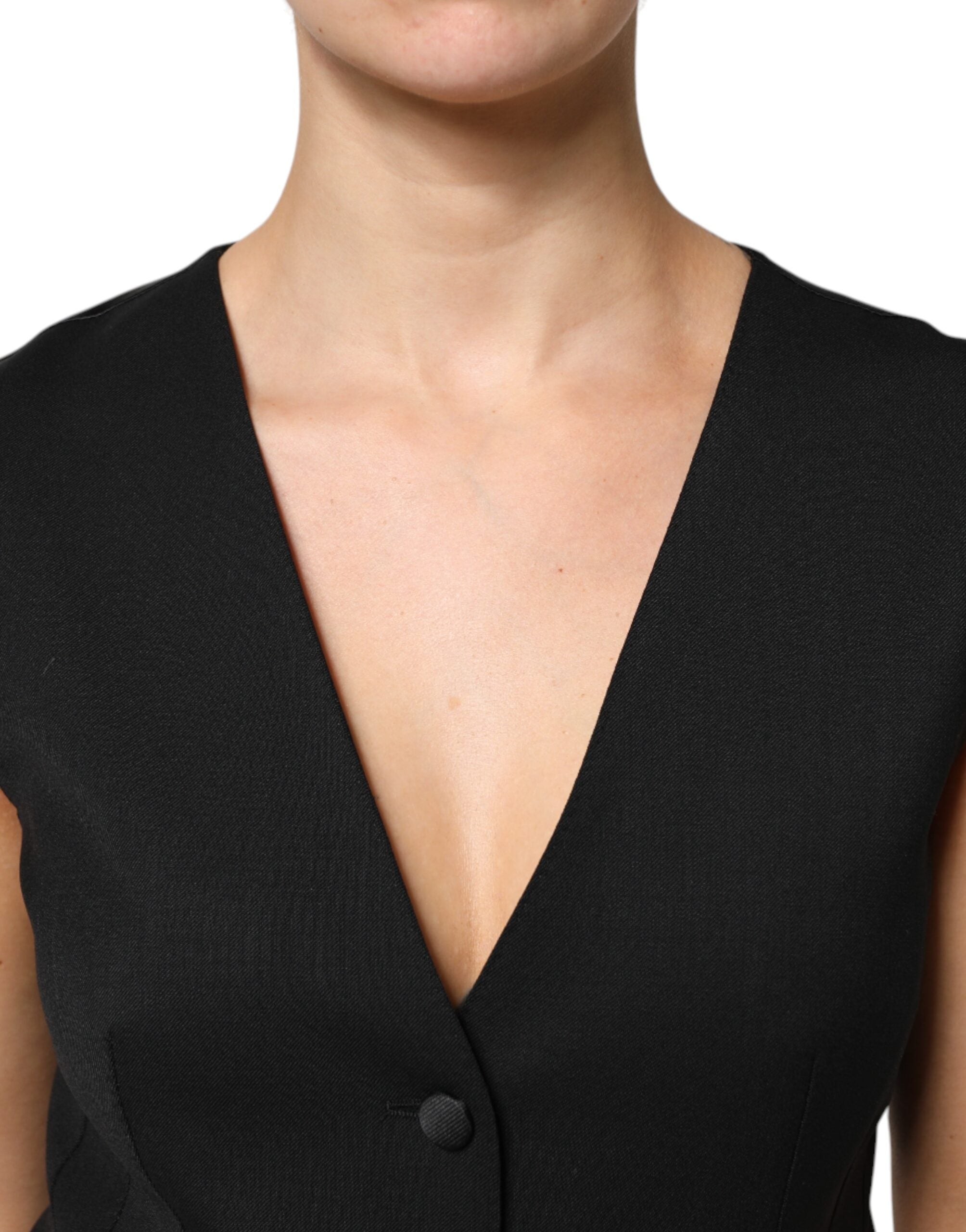 Dolce & Gabbana Black Wool Sleeveless Vest Waistcoat Top
