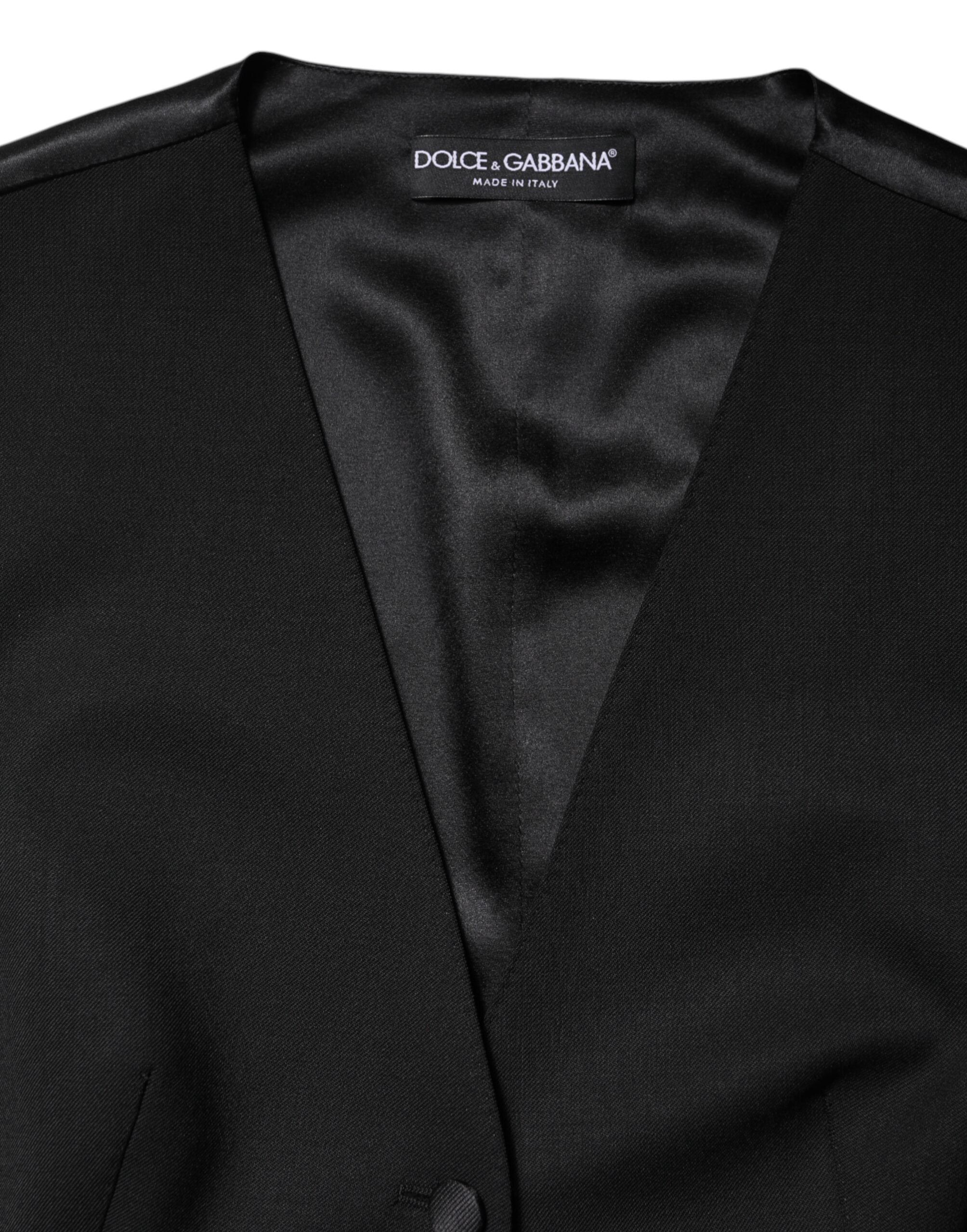 Dolce & Gabbana Black Wool Sleeveless Vest Waistcoat Top