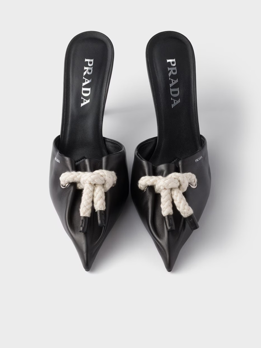 Prada Black Nappa Leather Rope Detail  Sandals