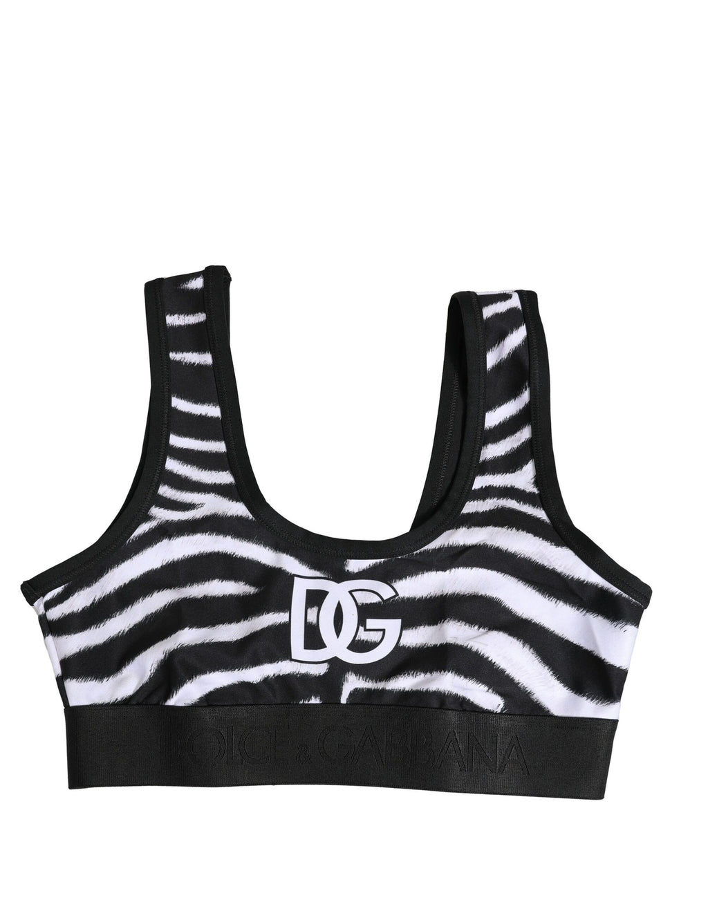 Dolce & Gabbana Black White Cotton Logo Sports Bra Underwear