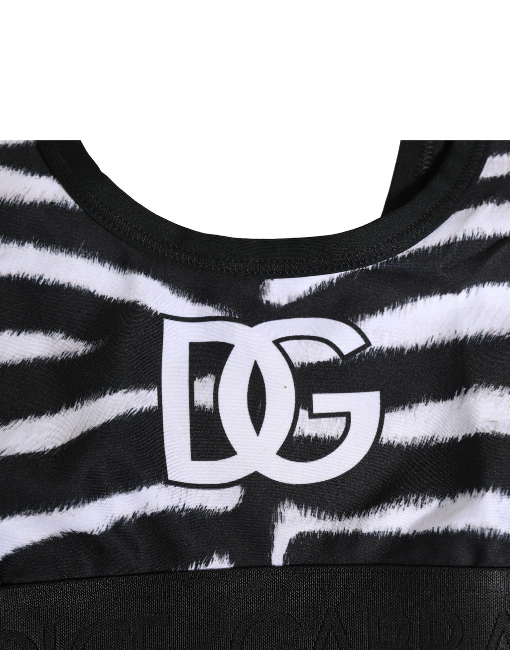 Dolce & Gabbana Black White Cotton Logo Sports Bra Underwear