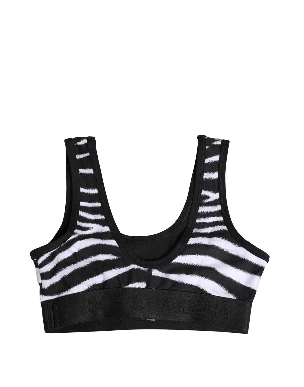 Dolce & Gabbana Black White Cotton Logo Sports Bra Underwear
