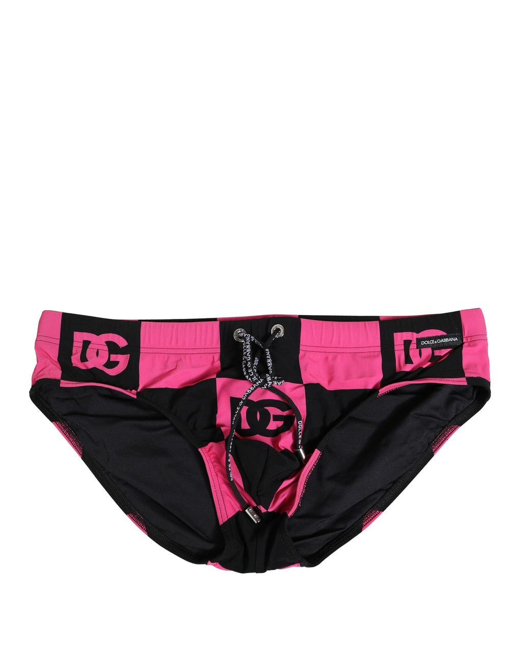 Dolce & Gabbana Black Pink Nylon Logo Beachwear Brief Swimwear