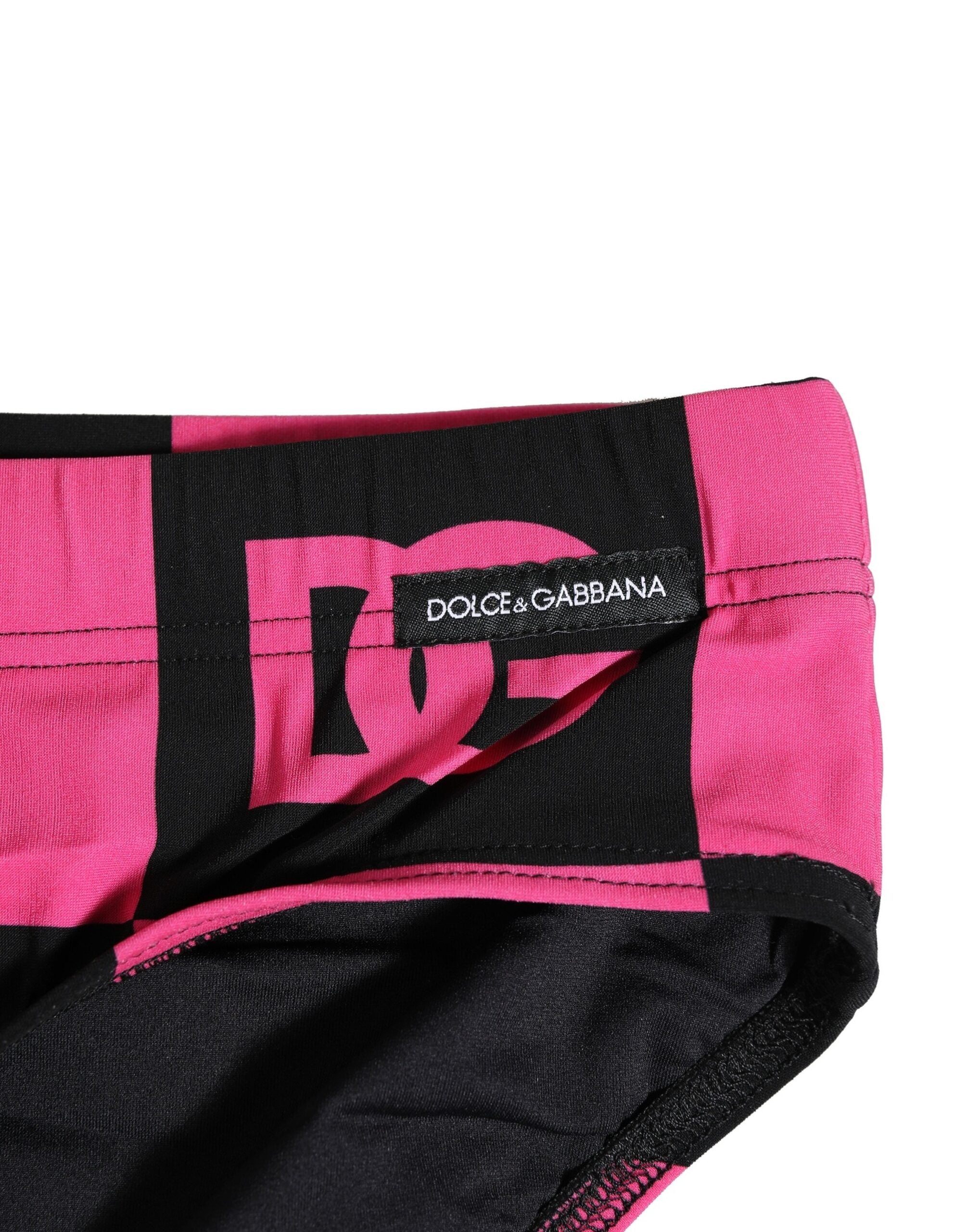 Dolce & Gabbana Black Pink Nylon Logo Beachwear Brief Swimwear