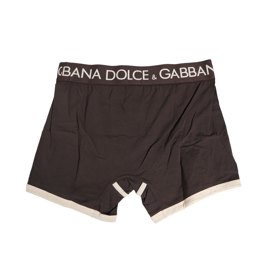 Dolce & Gabbana Brown Cotton Stretch Regular Boxer Underwear
