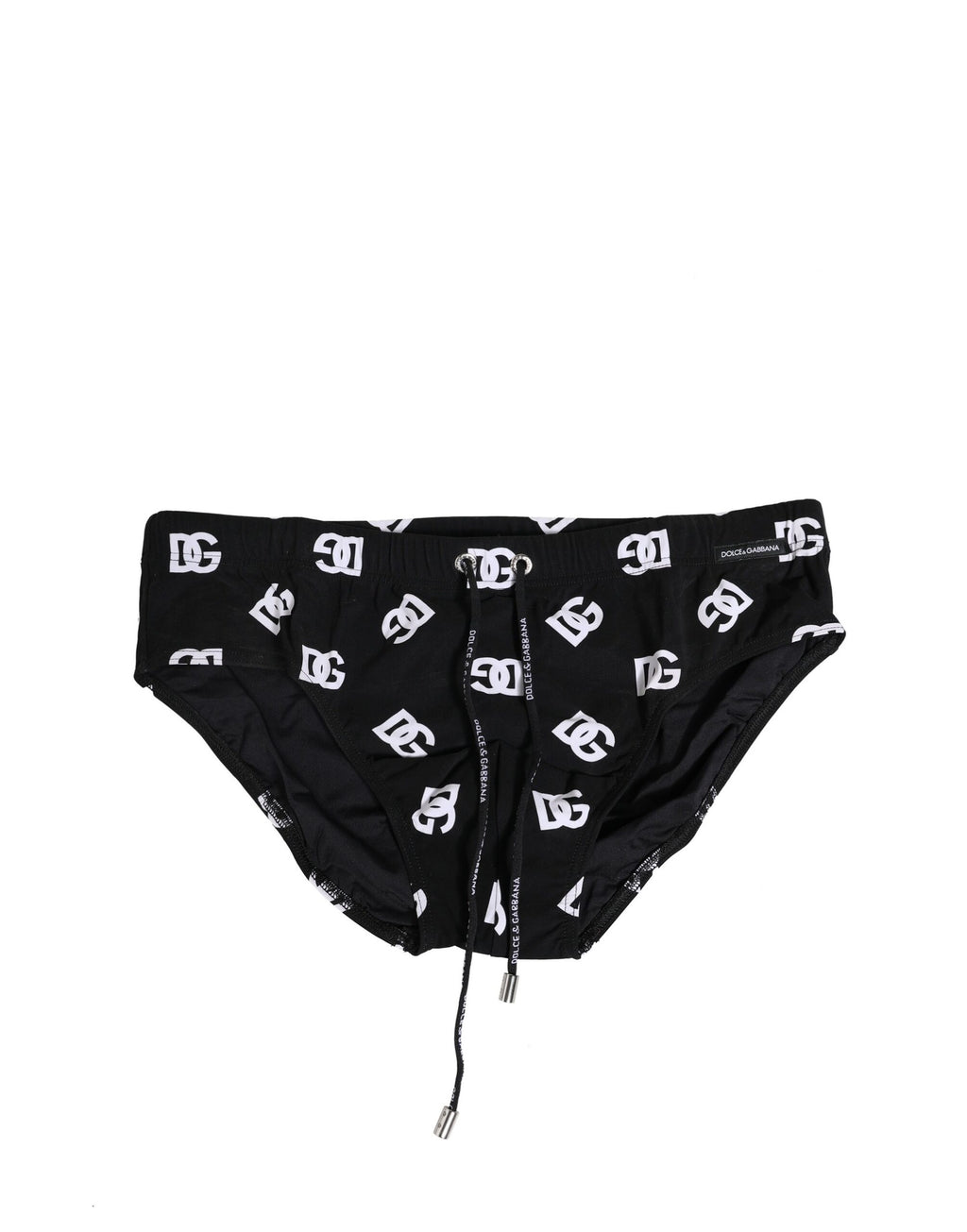 Dolce & Gabbana Black Nylon Logo Print Beachwear Brief Swimwear