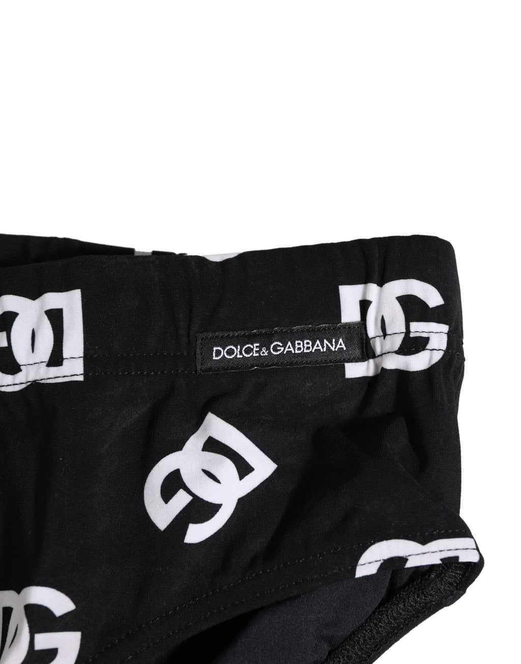 Dolce & Gabbana Black Nylon Logo Print Beachwear Brief Swimwear