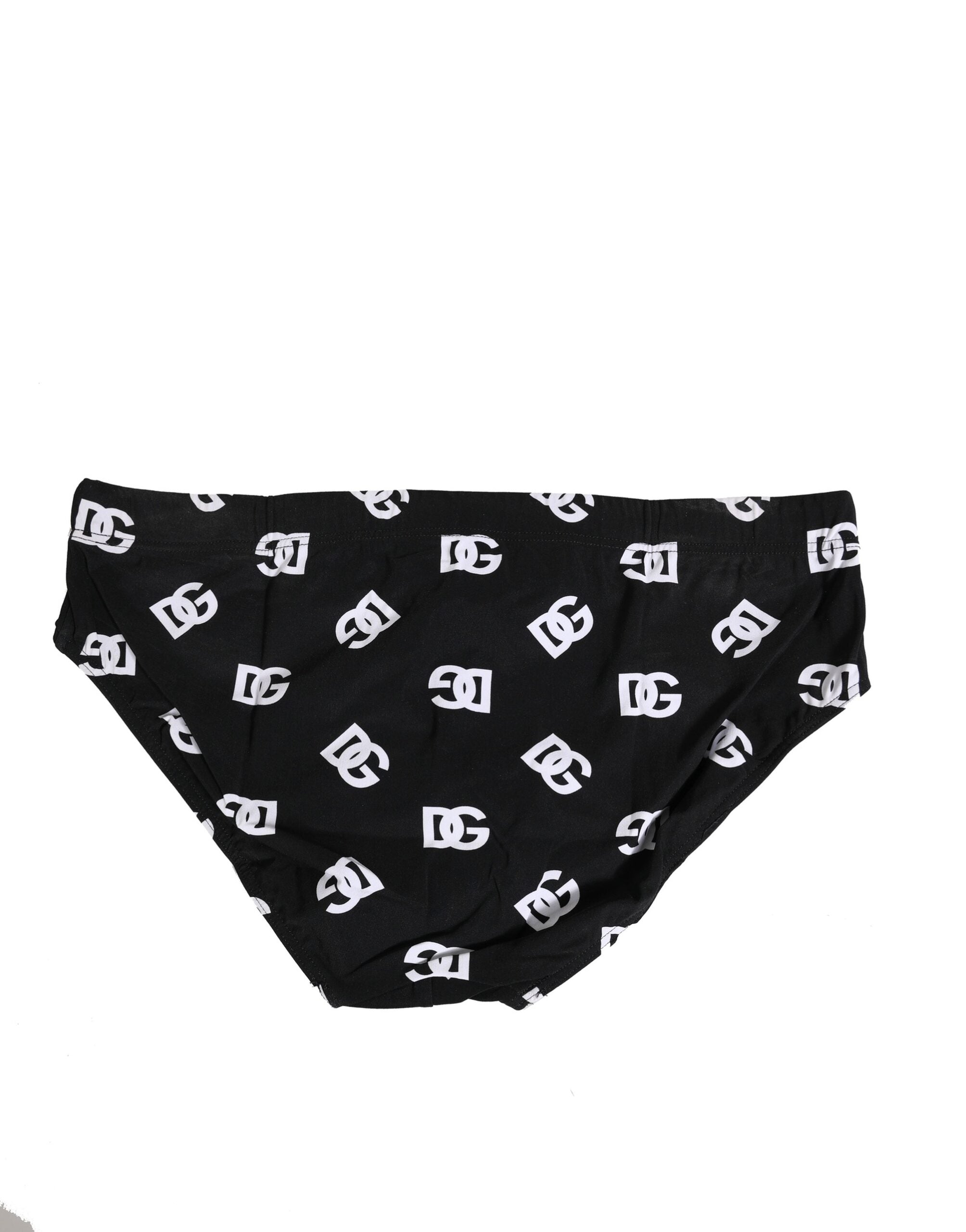 Dolce & Gabbana Black Nylon Logo Print Beachwear Brief Swimwear
