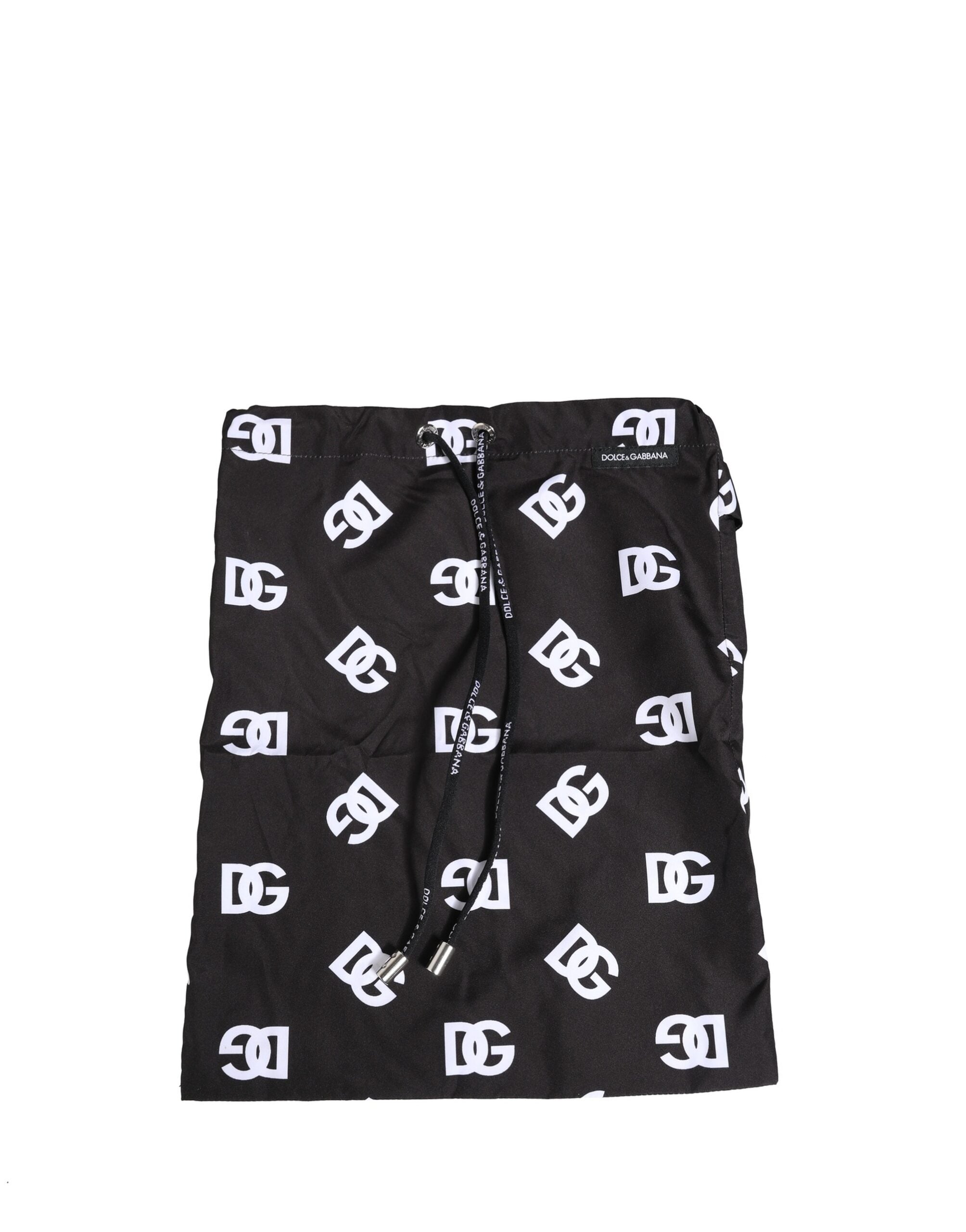 Dolce & Gabbana Black Nylon Logo Print Beachwear Brief Swimwear