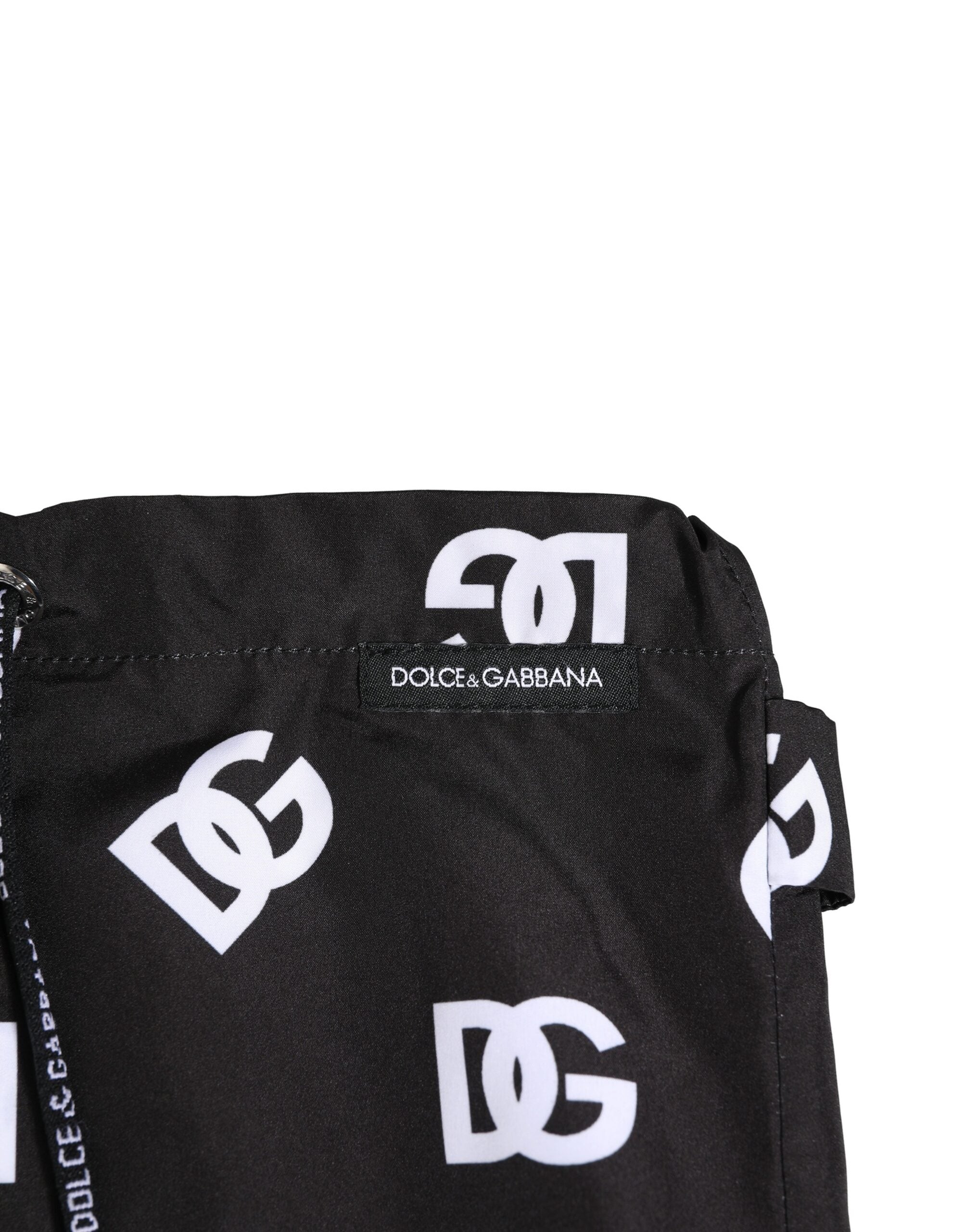 Dolce & Gabbana Black Nylon Logo Print Beachwear Brief Swimwear