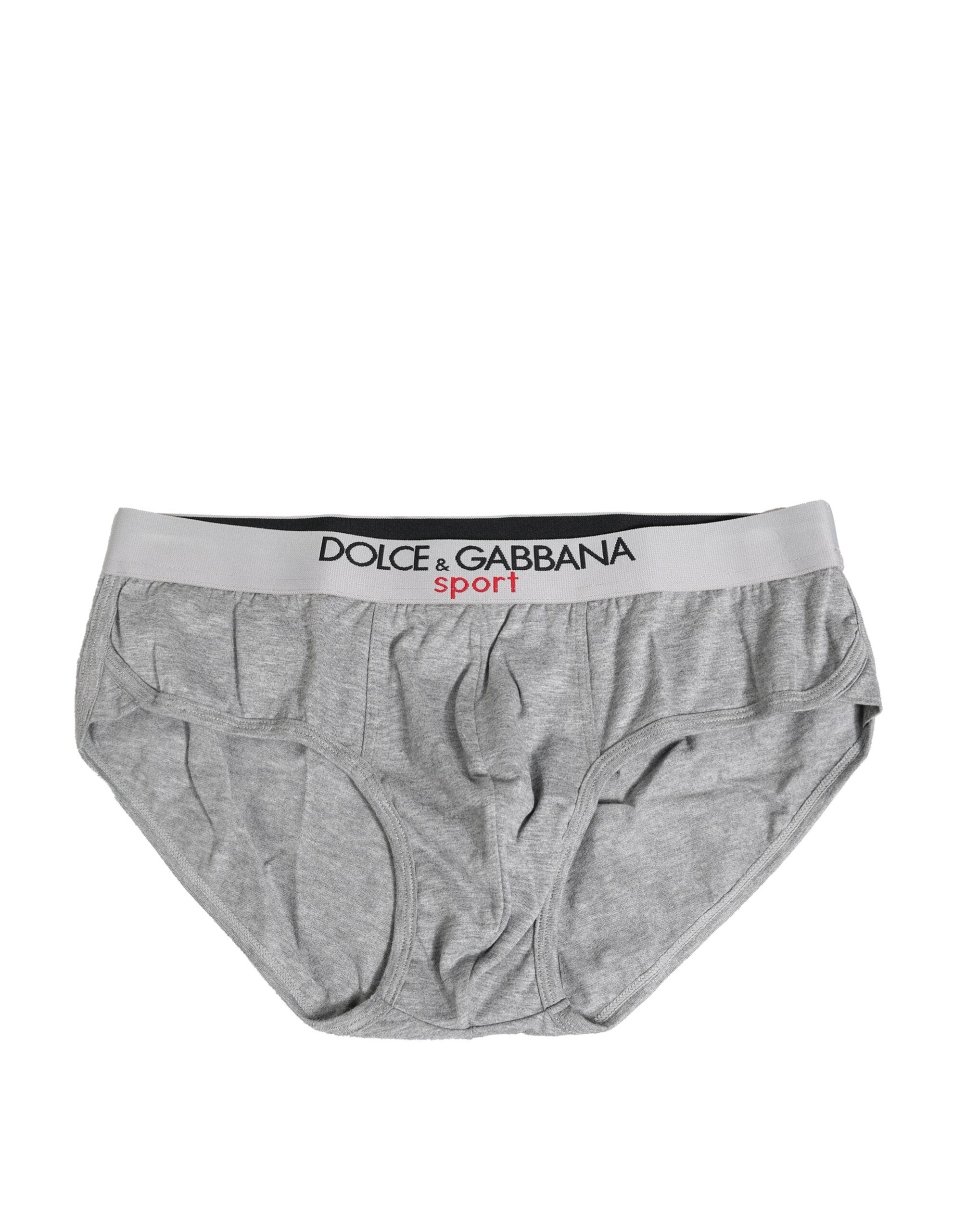 Dolce & Gabbana Gray Cotton Stretch Regular Men Brief Underwear