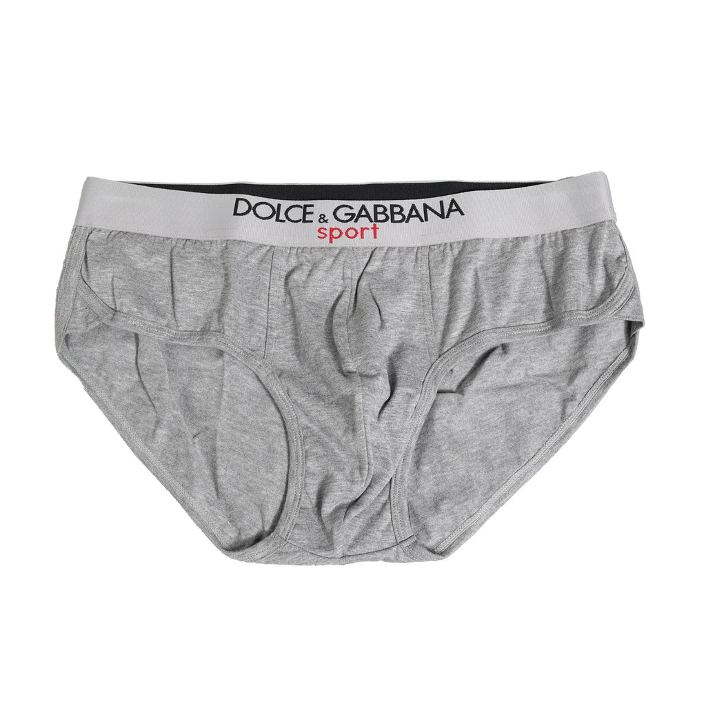 Dolce & Gabbana Gray Cotton Stretch Regular Men Brief Underwear