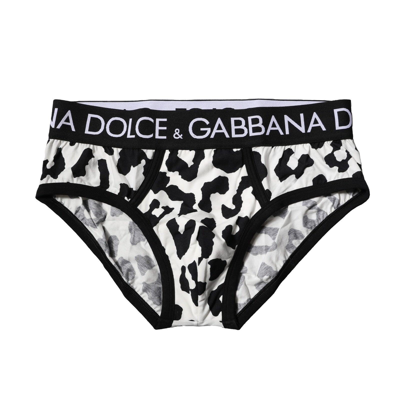 Dolce & Gabbana Black White Cotton Leopard Men Brief Underwear