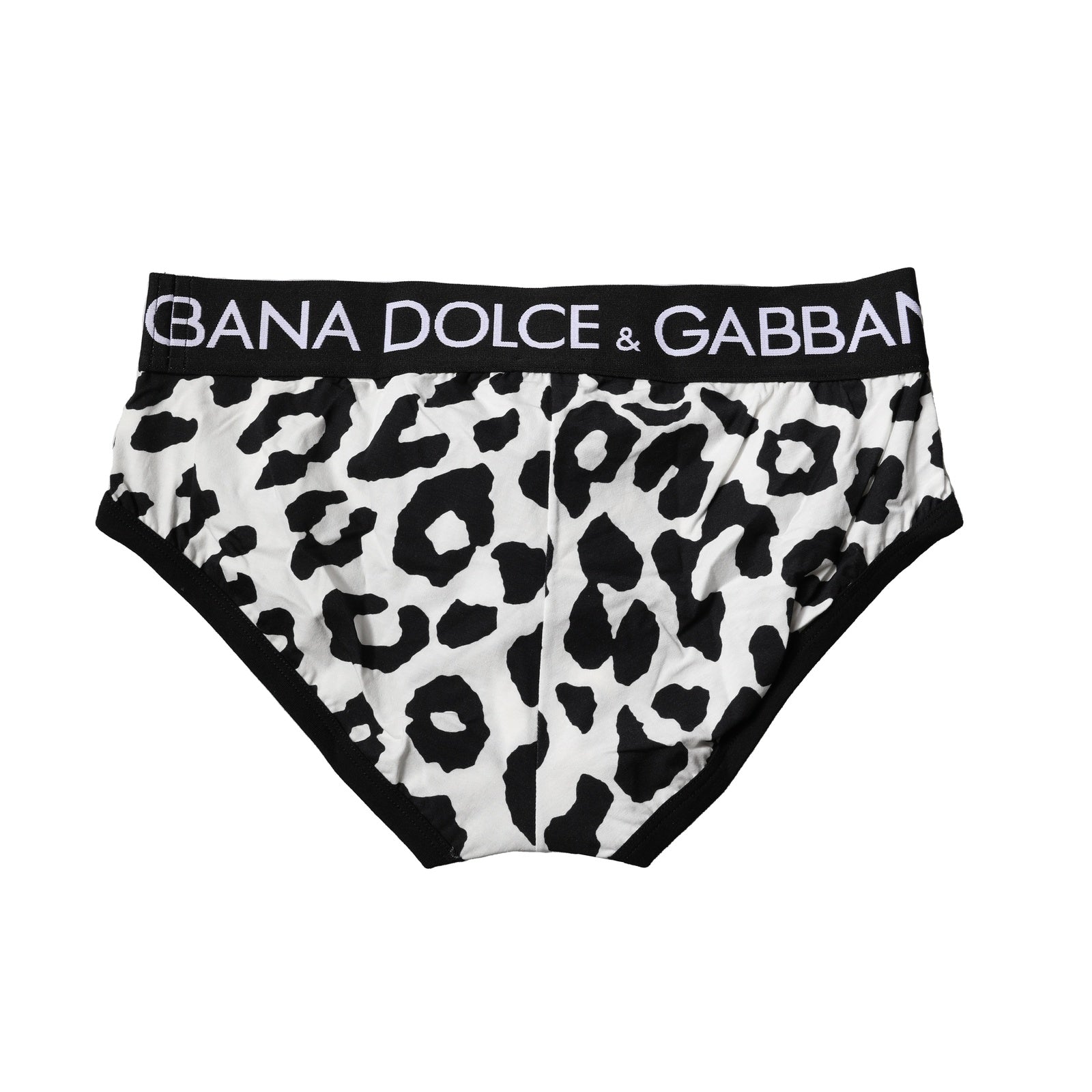 Dolce & Gabbana Black White Cotton Leopard Men Brief Underwear